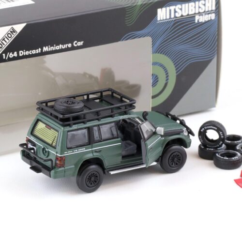 1:64 BMC BM Creations 1996 Mitsubishi Pajero 2nd. Gen. LHD Jungle Pack matt green