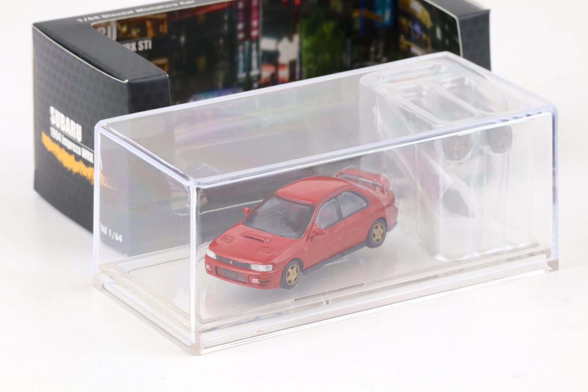 1:64 BMC BM Creations 1994 Subaru Impreza WRX STi RHD red + parts & wheels