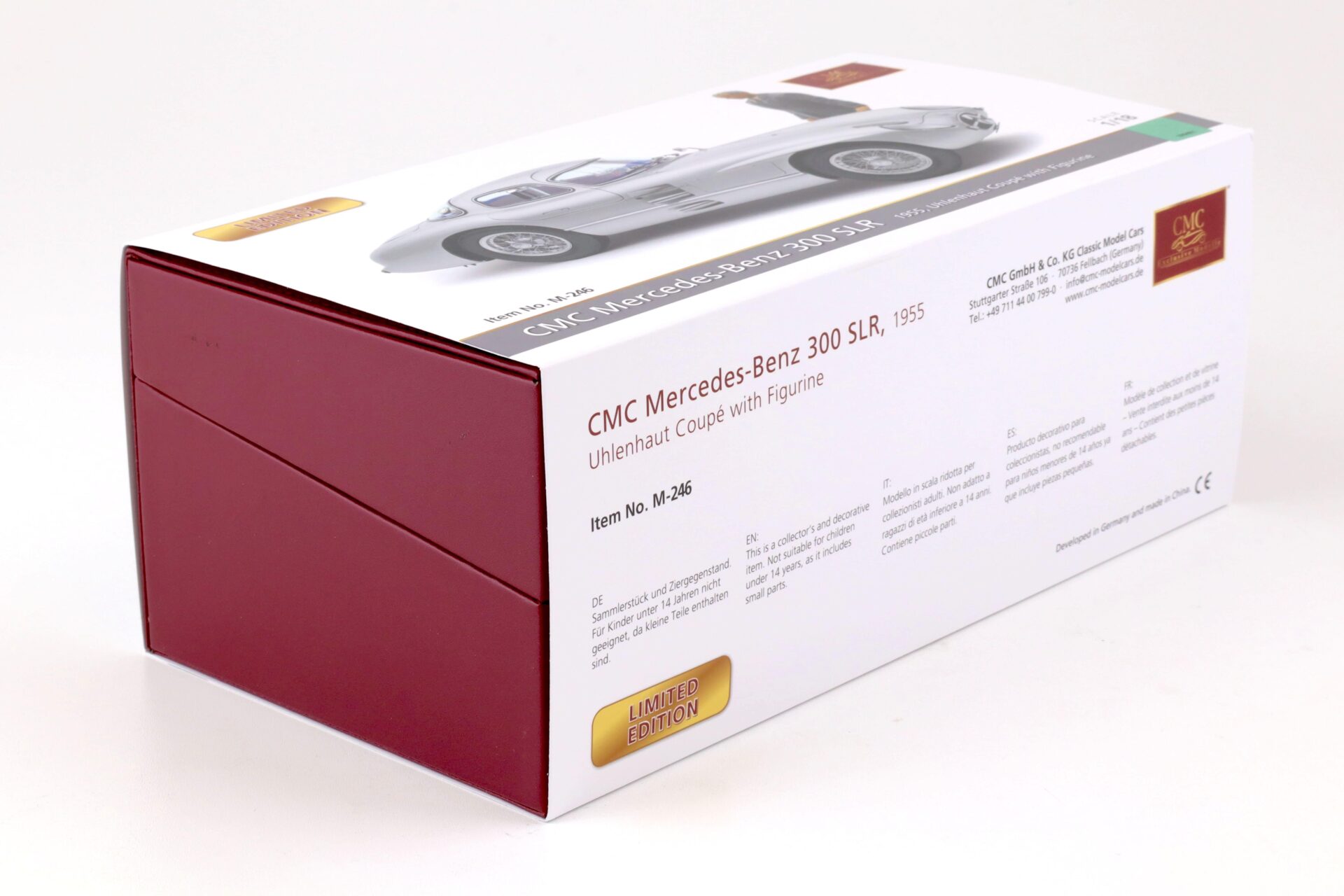 1:18 CMC Mercedes 300 SLR Coupe 1955 silver/ blue with figure M-246 - Limited 500 pcs.