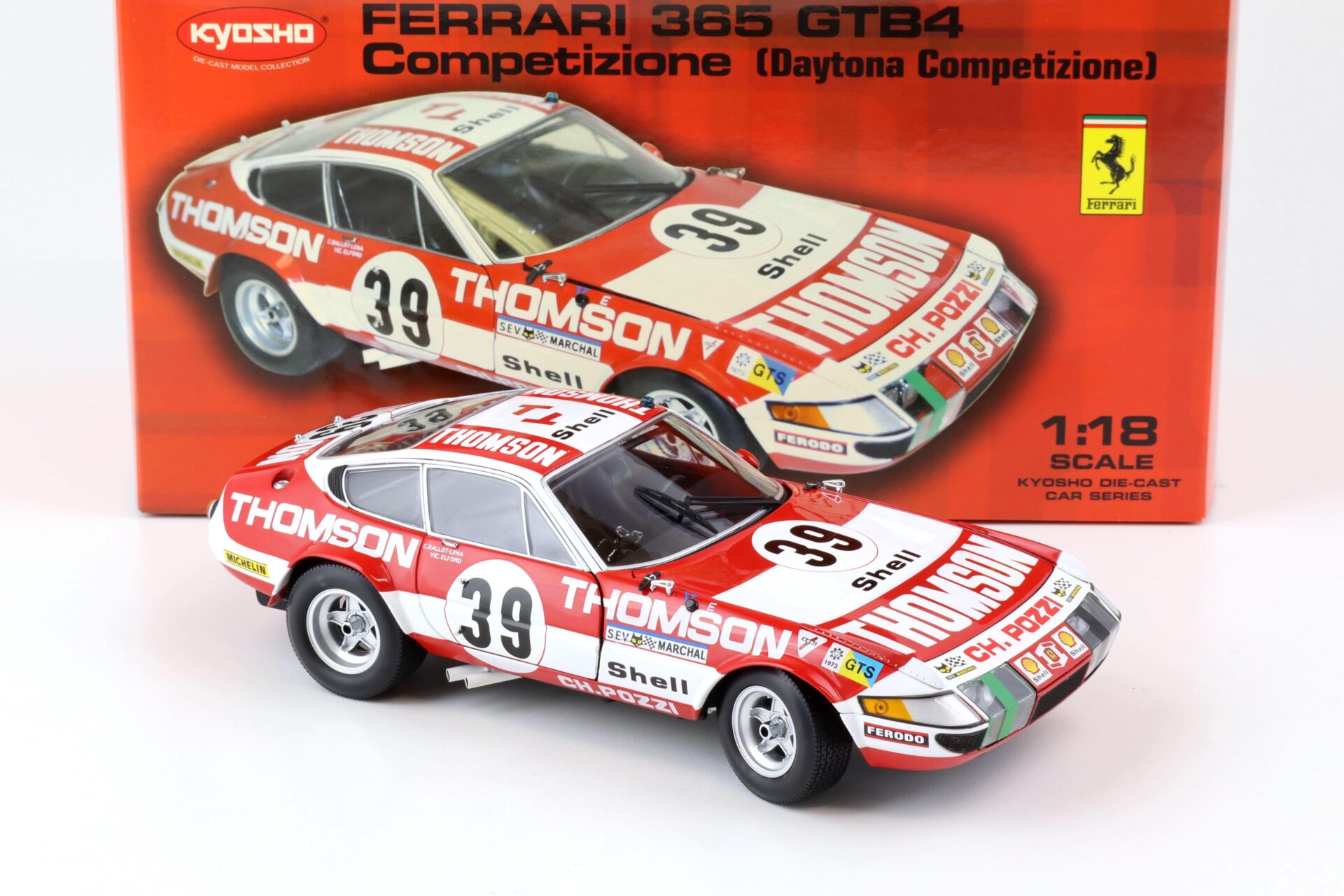 1:18 Kyosho Ferrari 365 GTB4 Daytona Competizione Coupe #39 Thomson red