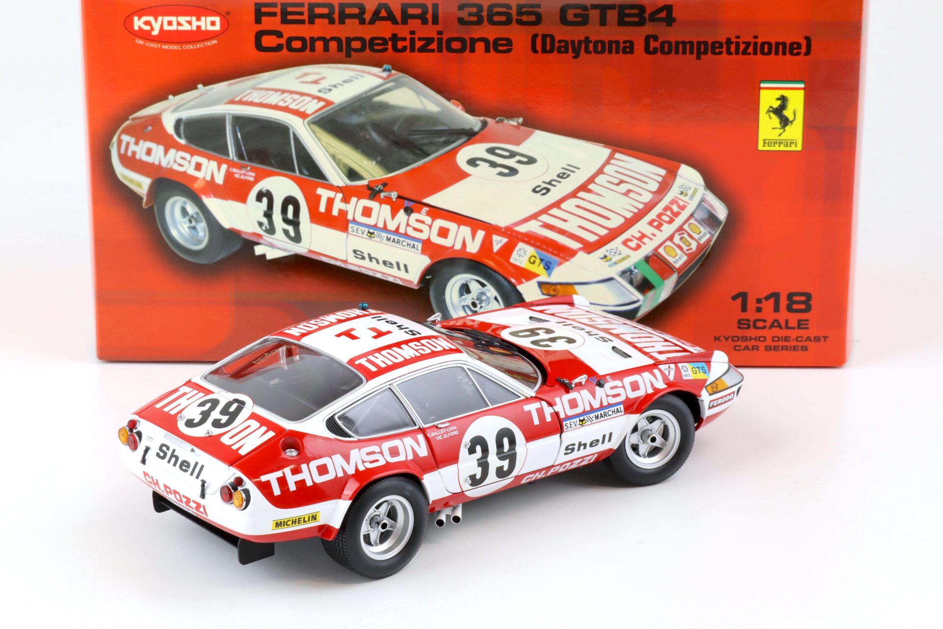 1:18 Kyosho Ferrari 365 GTB4 Daytona Competizione Coupe #39 Thomson red