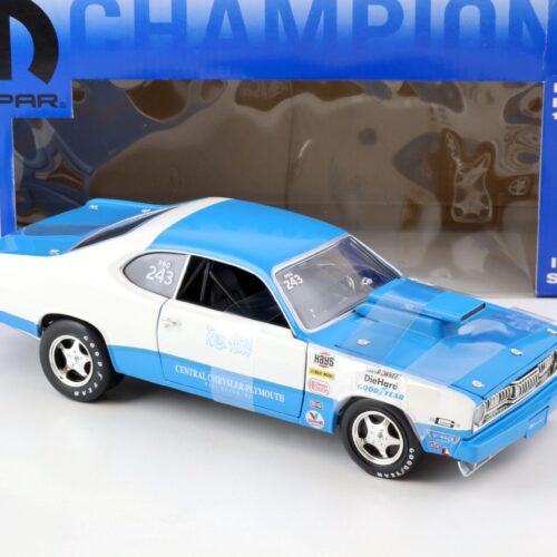 1:18 ERTL 1972 Plymouth Duster Roy Hill MOPAR Champions white/ blue