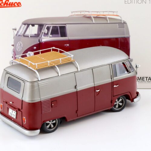 1:18 Schuco VW T1 Lowrider Bus red/ matt silver-grey 450045600