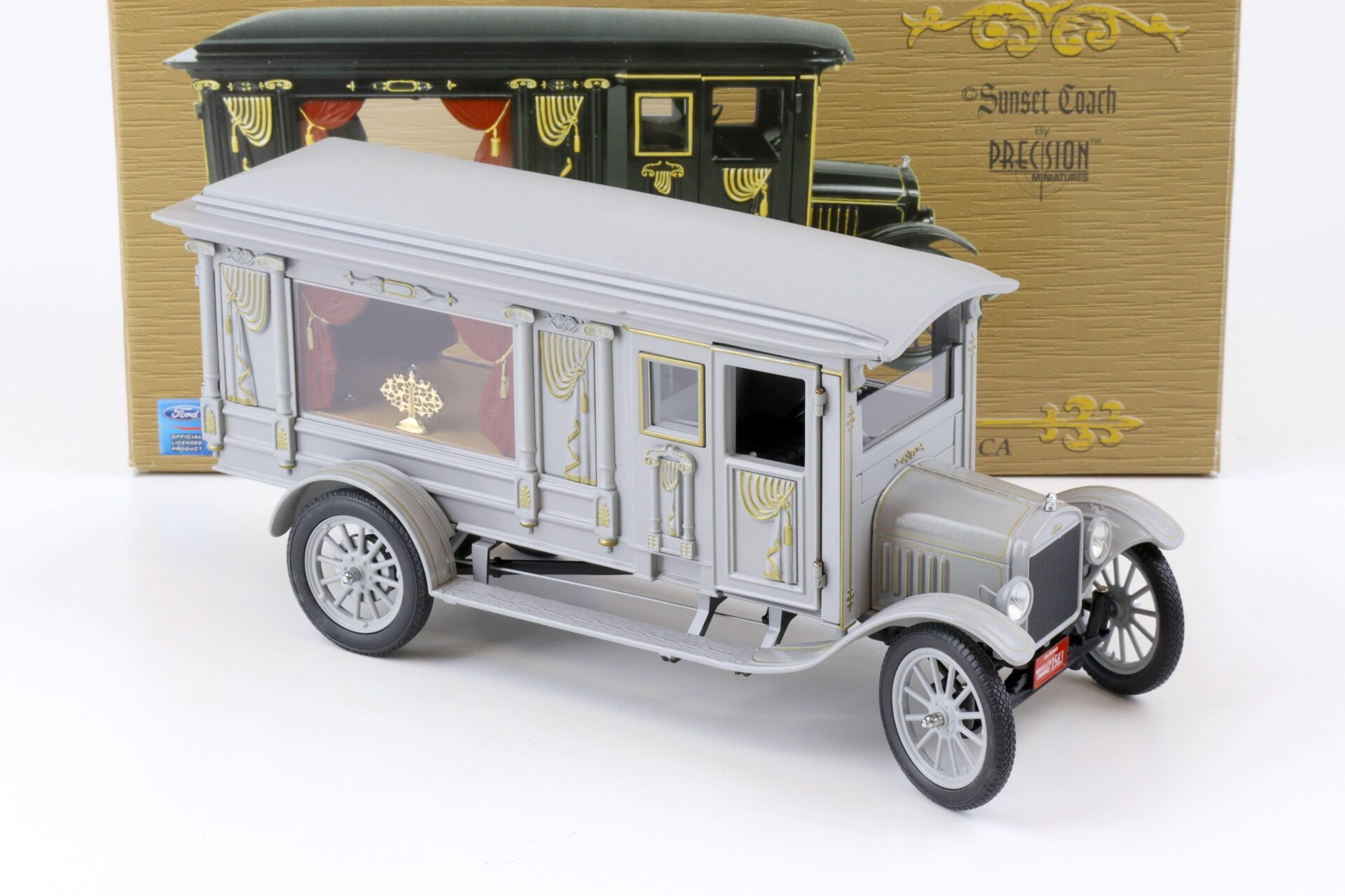1:18 Precision Miniatures Sunset Coach 1921 Ford Model T Hearse grey