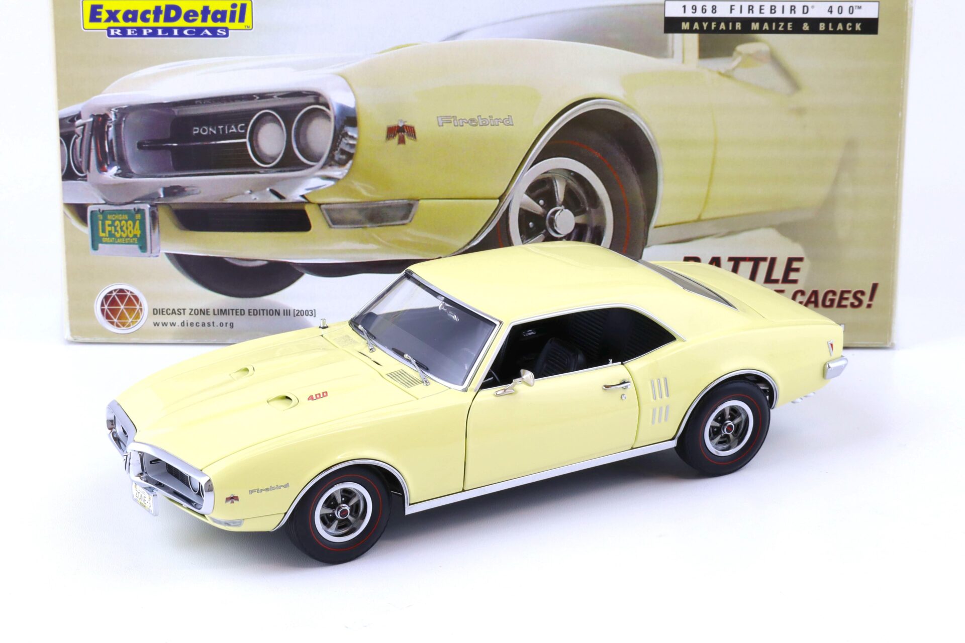 1:18 Exact Detail 1968 Pontiac Firebird 400 Coupe Mayfair Maize & black