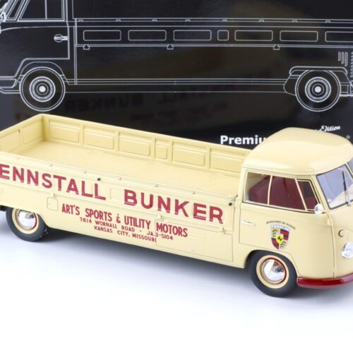1:18 Premium ClassiXXs VW T1 Langpritsche Bunker Porsche Rennstall beige