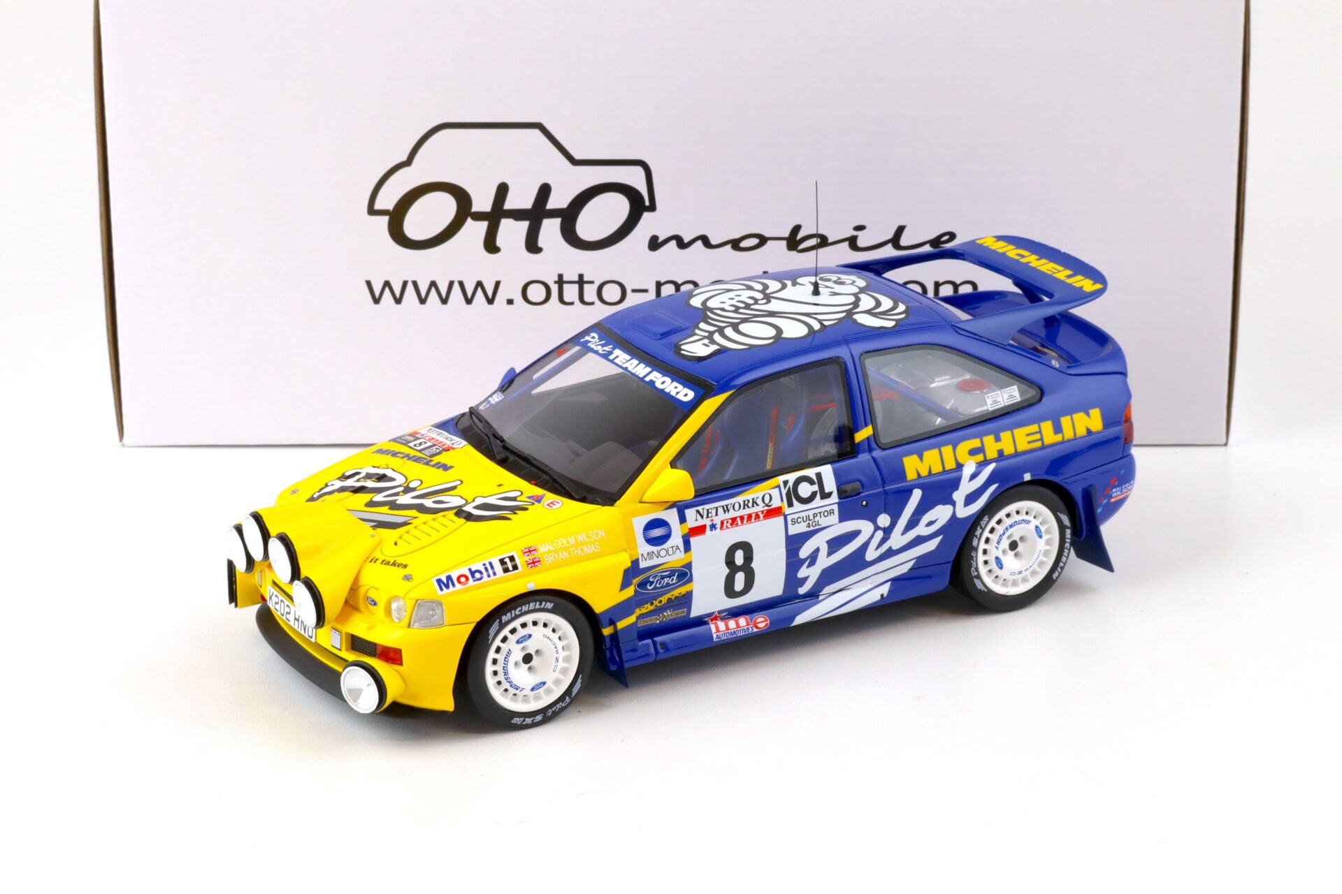1:18 OTTO mobile OT994 Ford Escort Cosworth GR A RAC Rally 1993 Michelin #8