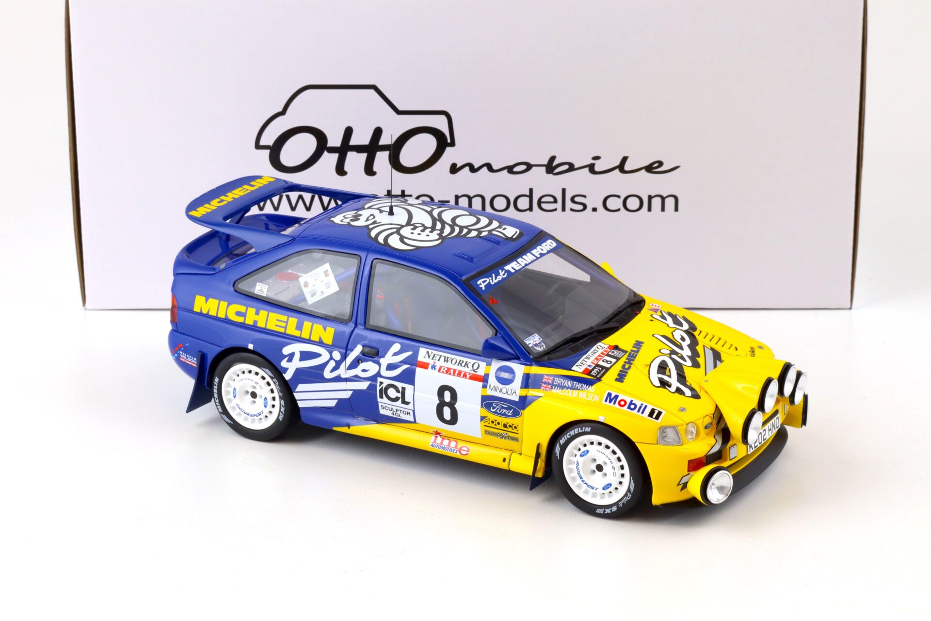 1:18 OTTO mobile OT994 Ford Escort Cosworth GR A RAC Rally 1993 Michelin #8