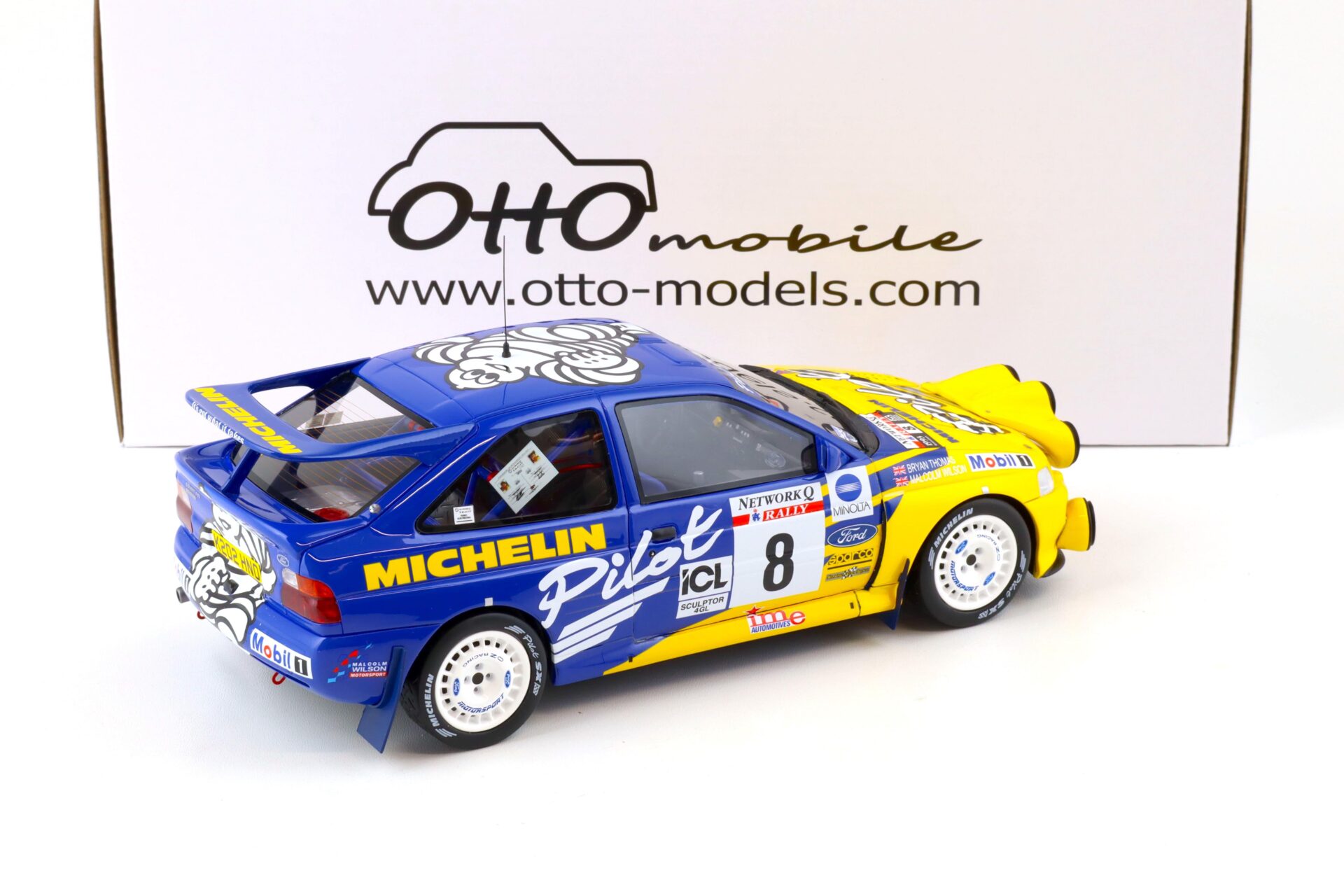 1:18 OTTO mobile OT994 Ford Escort Cosworth GR A RAC Rally 1993 Michelin #8
