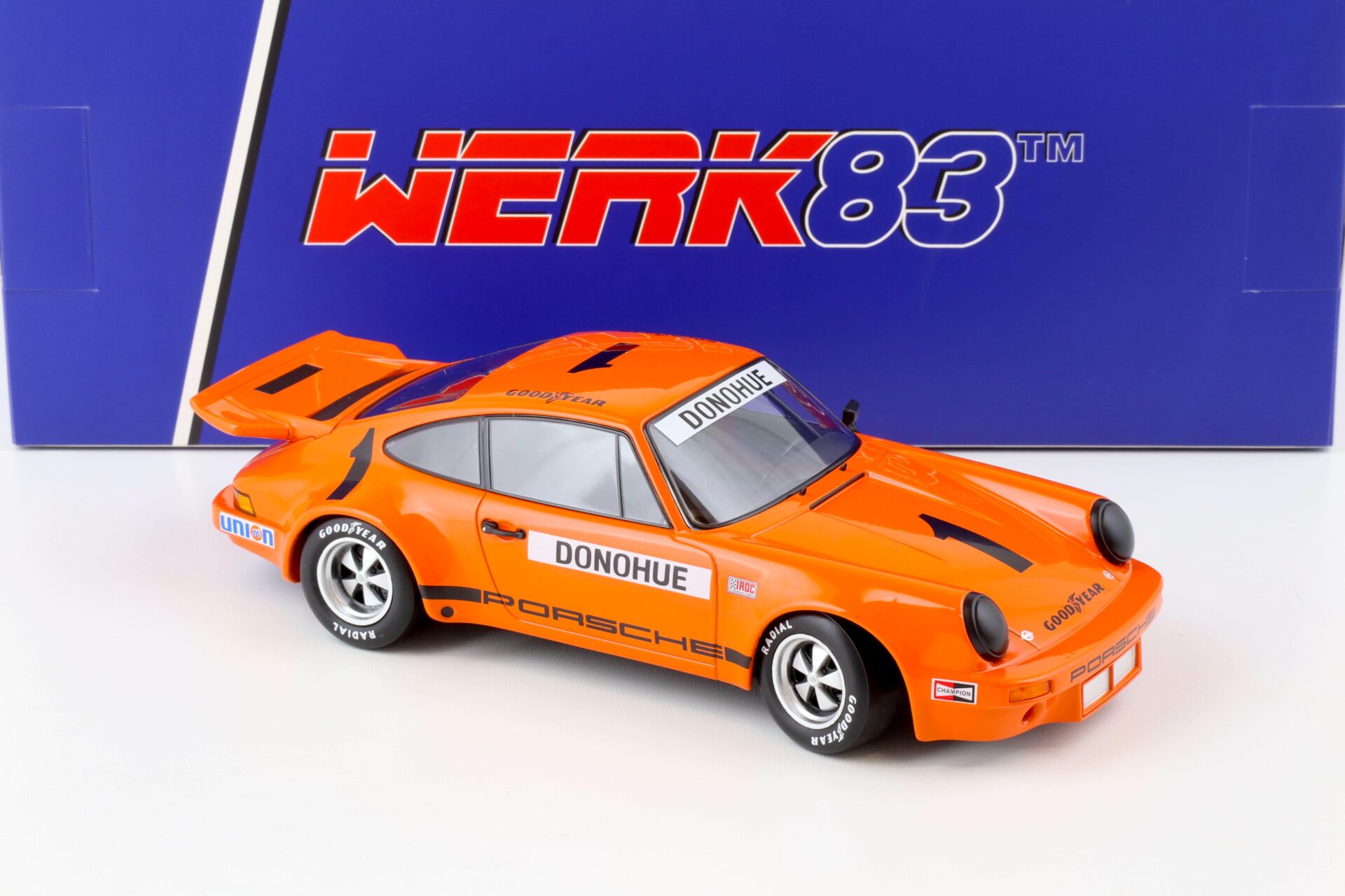1:18 WERK83 Porsche 911 Carrera 3.0 RSR #1 Sieger IROC 1974 Mark Donohue orange