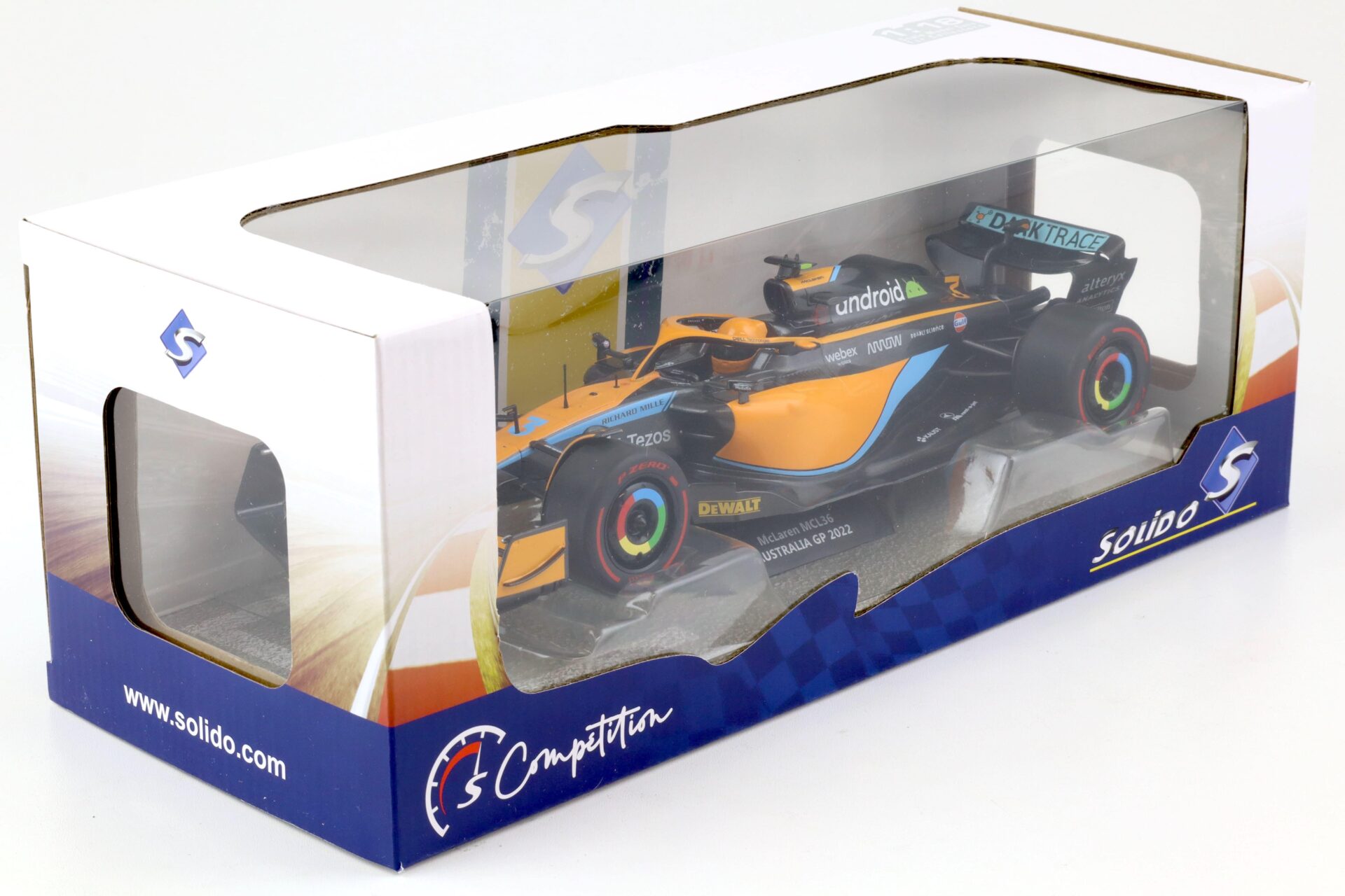 1:18 Solido McLaren MCL36 Ricciardo Australia GP 2022 orange / black / blue