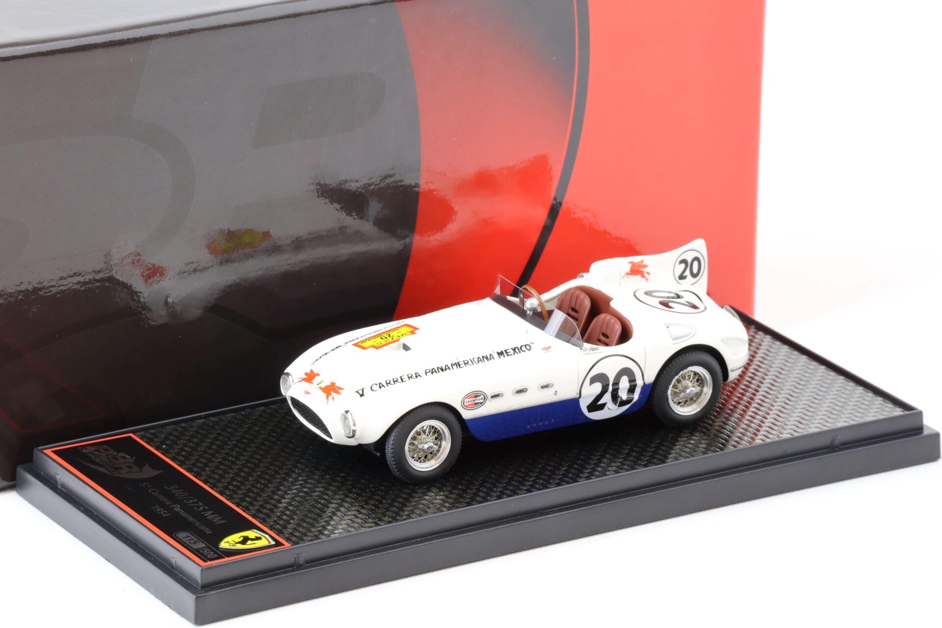 1:43 BBR Ferrari 340/375 MM V Carrera Panamericana 1954 Hill Ginther #20 - Limited 500 pcs.