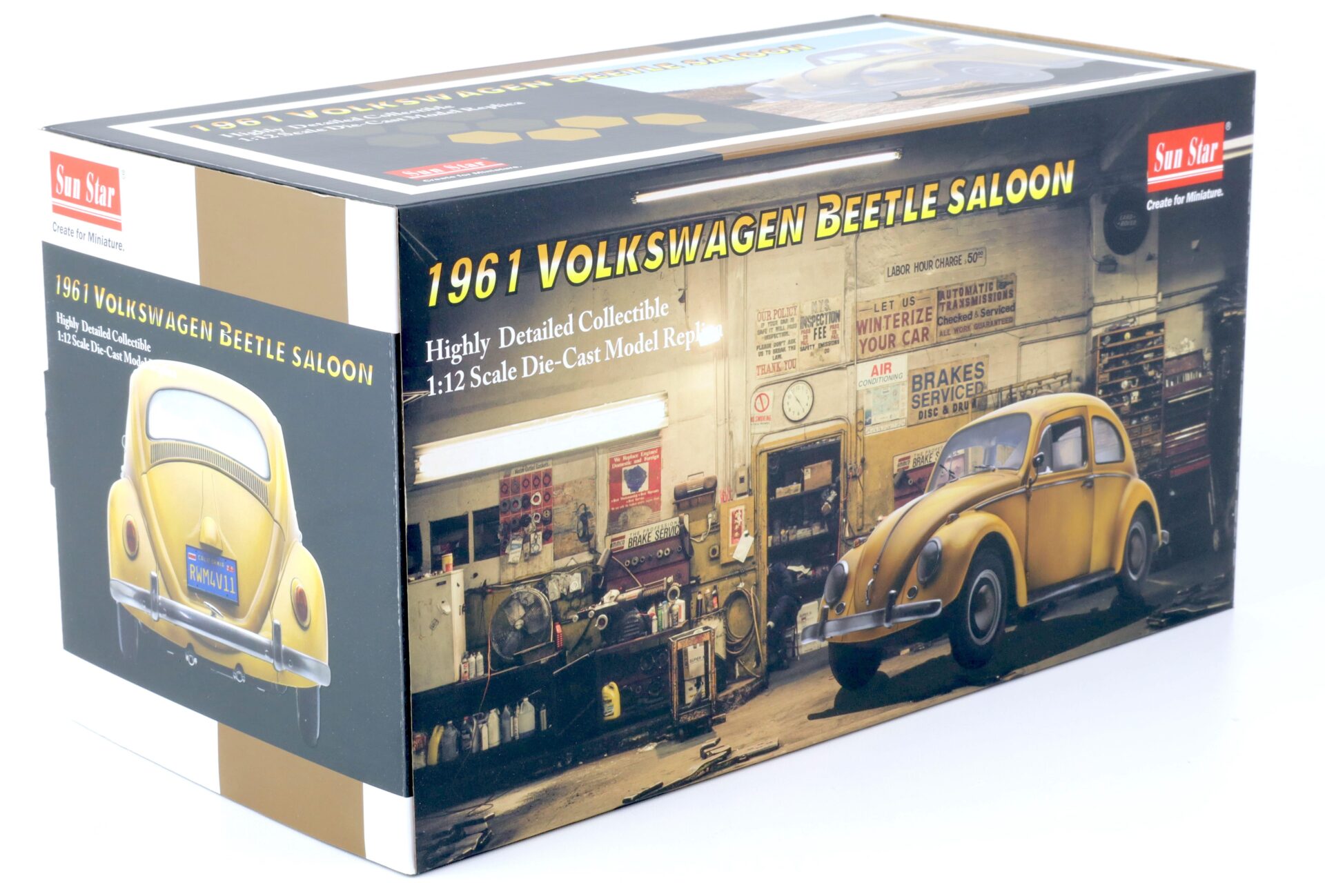 1:12 Sun Star 1961 VW Beetle Käfer Saloon yellow bee rusty and dusty Version 5219