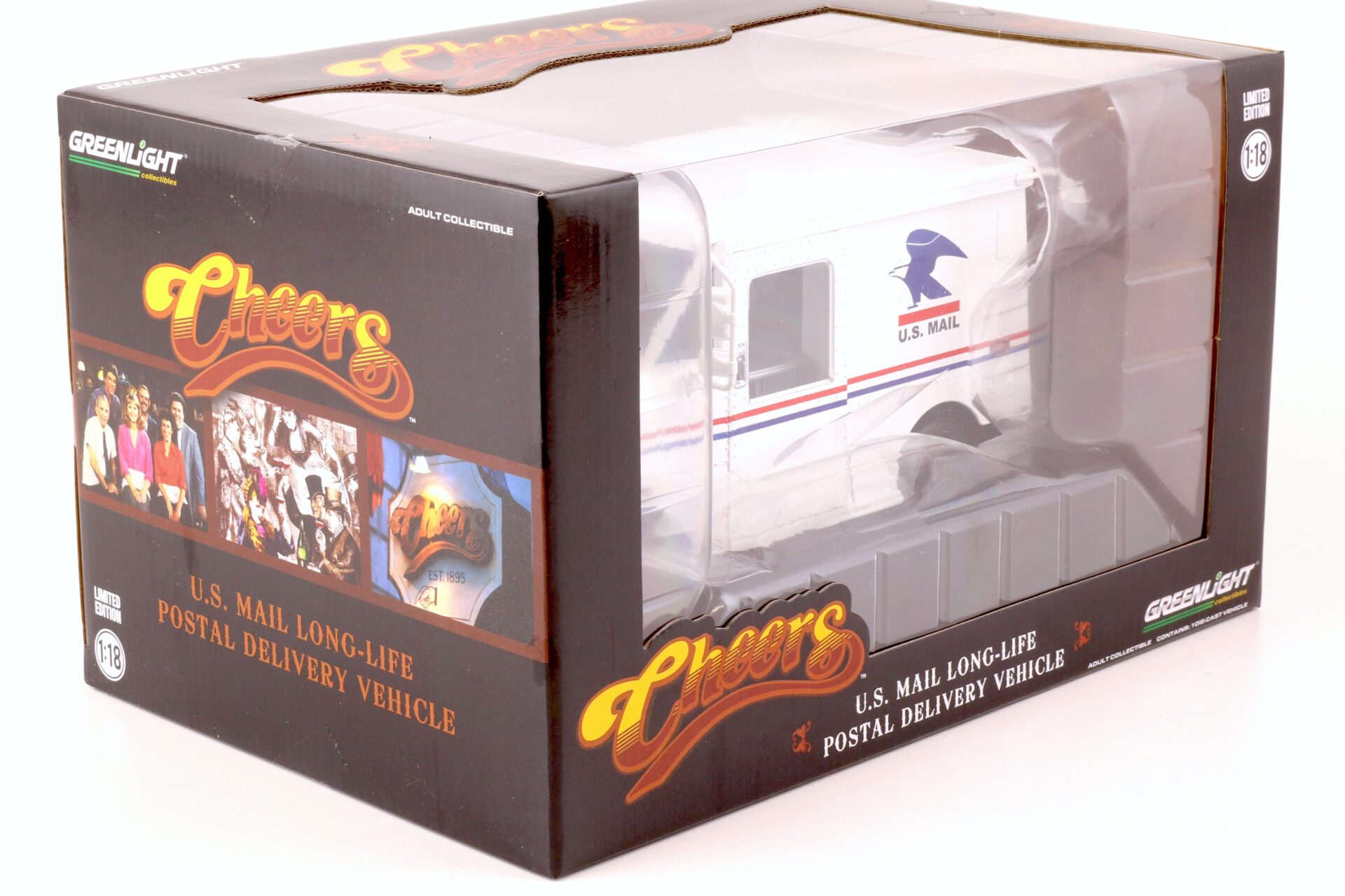 1:18 Greenlight US MAIL Long-Life Postal Service Delivery Van TV Series CHEERS white