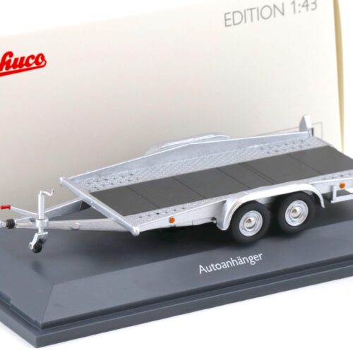 1:43 Schuco Autoanhänger Car Trailer silver 450376500