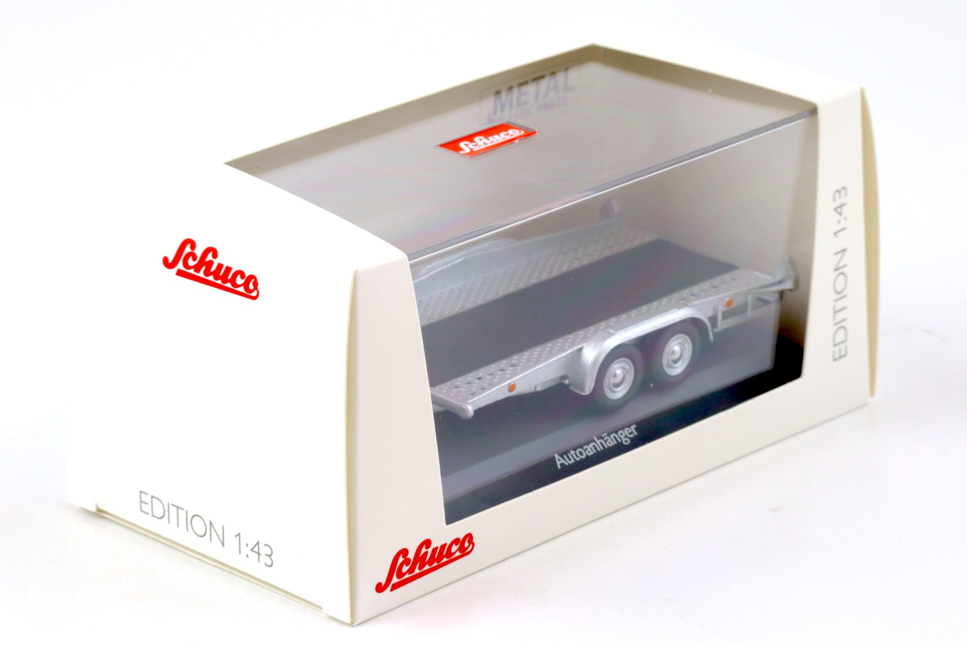 1:43 Schuco Autoanhänger Car Trailer silver 450376500