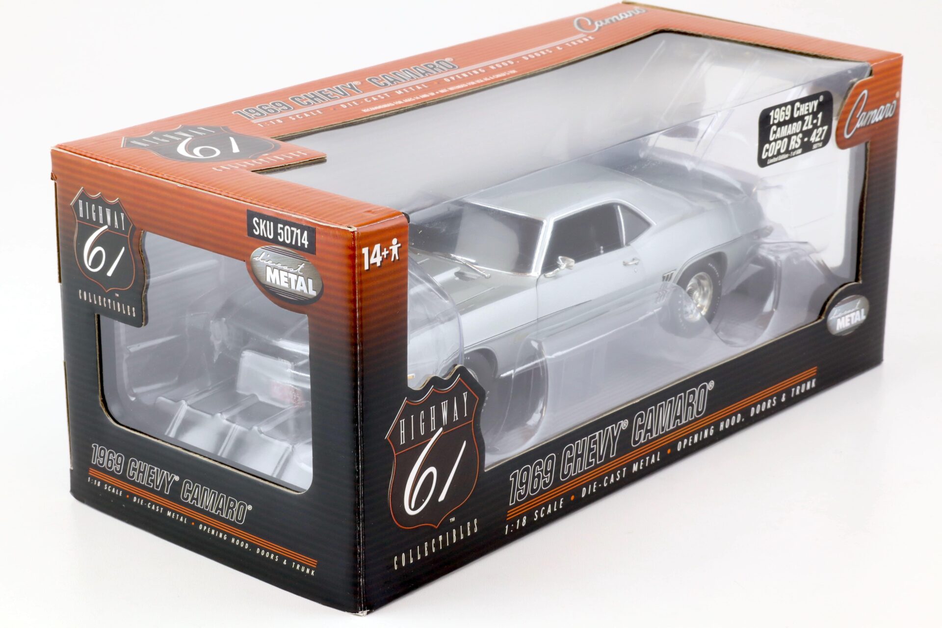 1:18 Highway61 Chevrolet Camaro ZL-1 COPO RS - 427 Coupe 1969 silver metallic