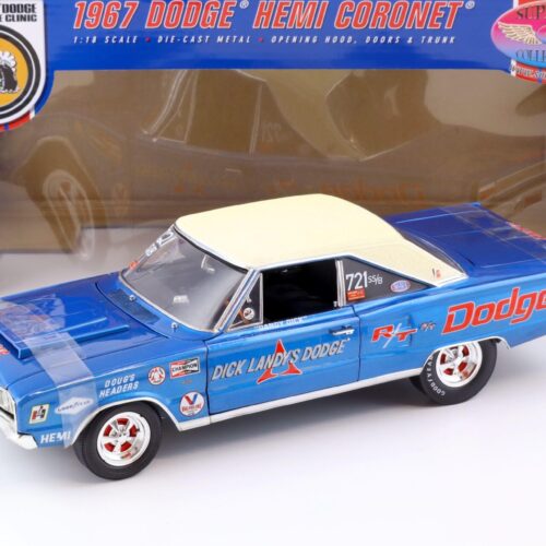1:18 Highway61 Supercar 1967 Dodge Hemi Coronet Dick Landy #721SS/B Dandy Dick blue
