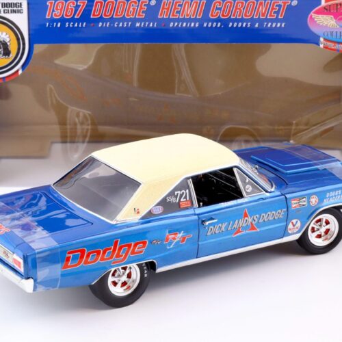 1:18 Highway61 Supercar 1967 Dodge Hemi Coronet Dick Landy #721SS/B Dandy Dick blue