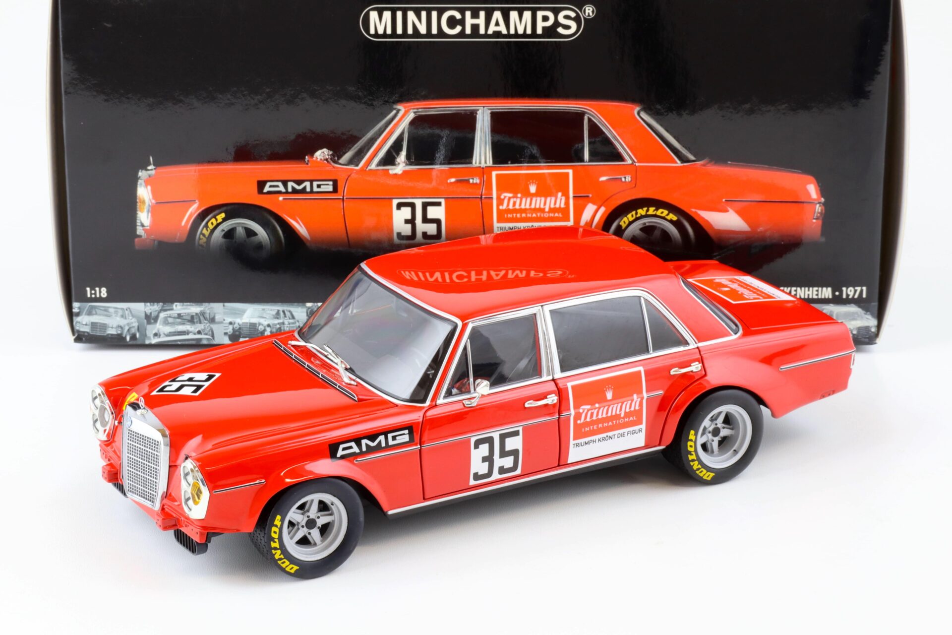 1:18 Minichamps Mercedes 300 SEL 6.8 Hockenheim 1971 H.Kelleners #35 Triumph