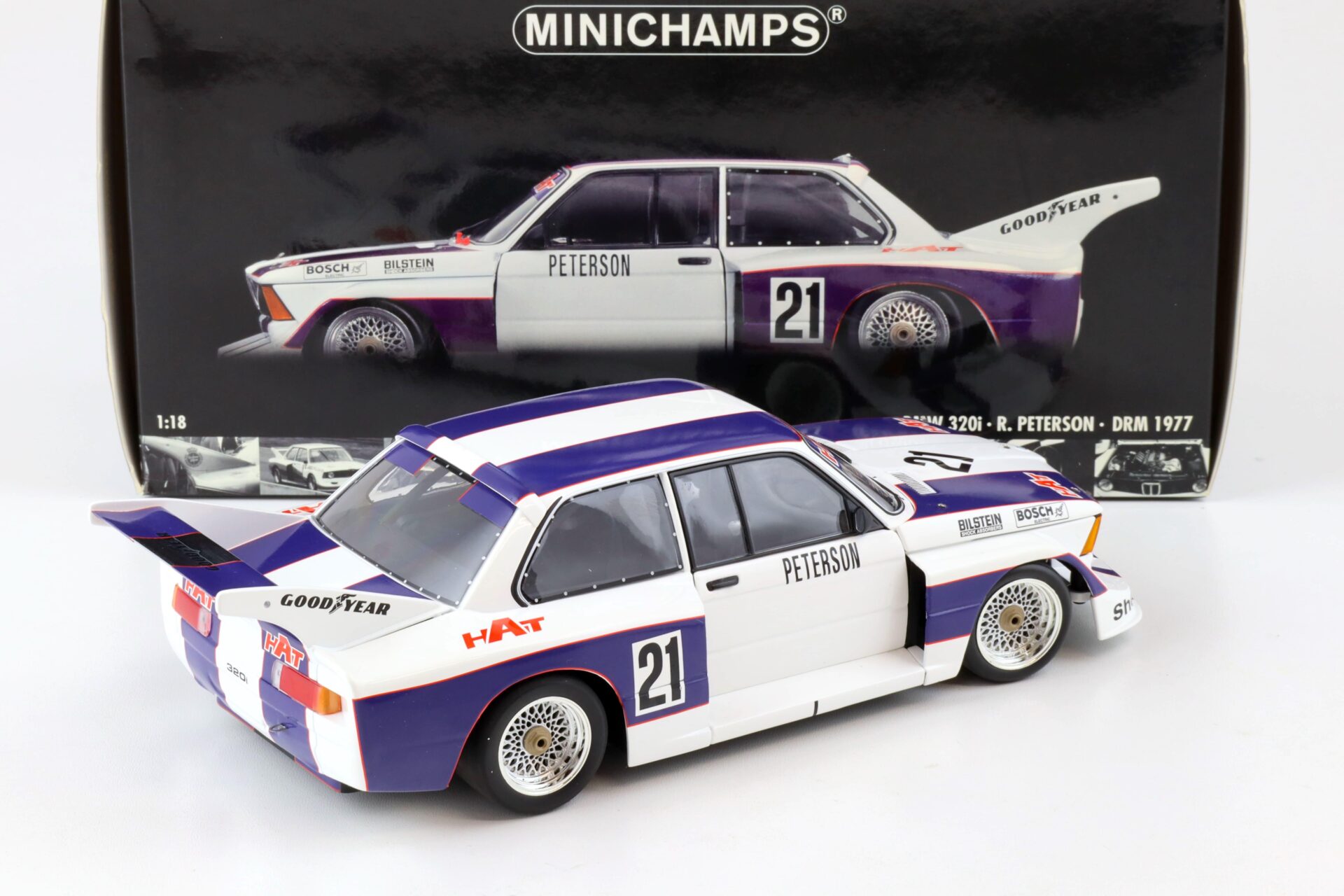 1:18 Minichamps BMW 320i Team Hat R.Peterson #21 DRM 1977