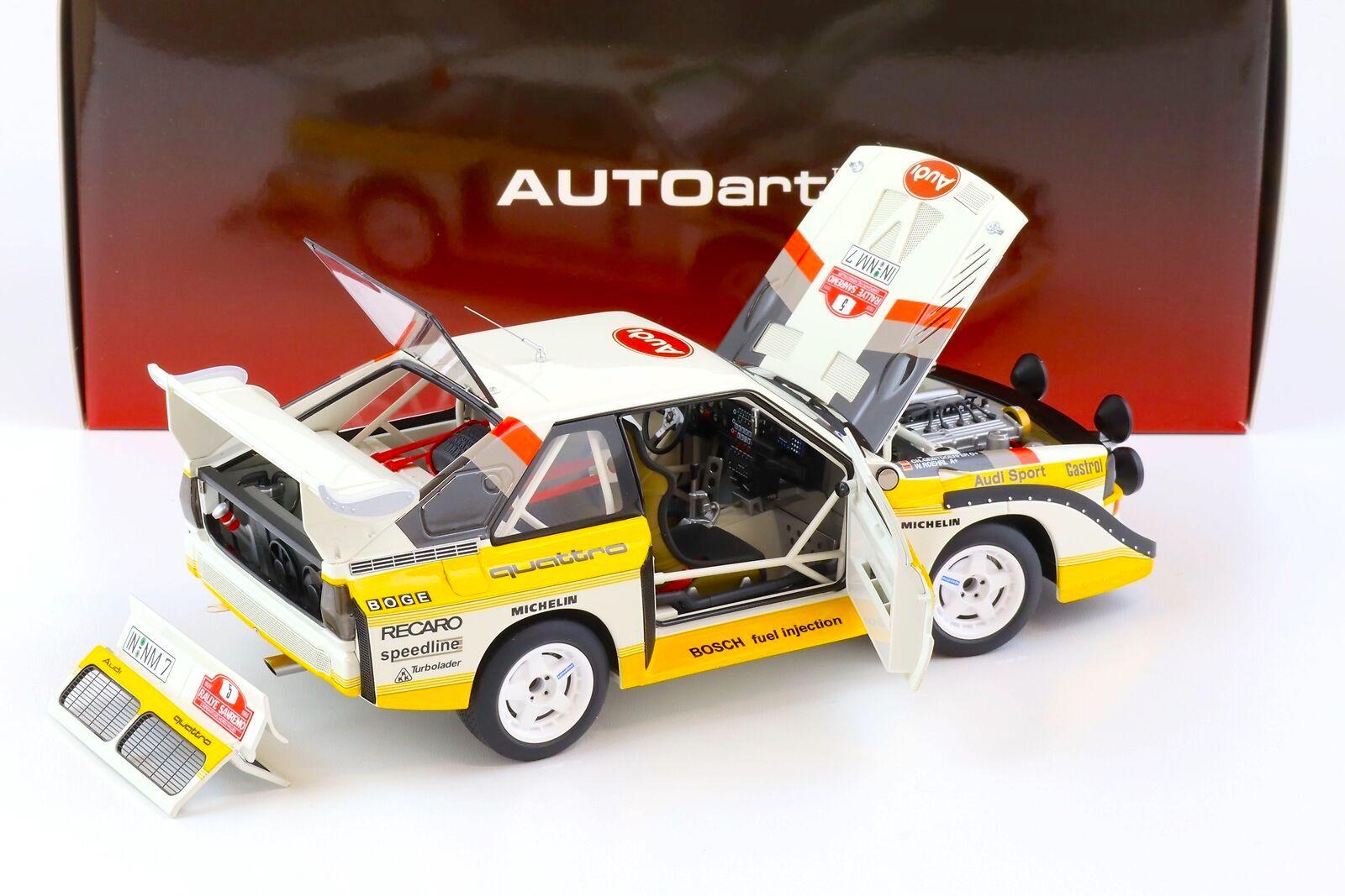 1:18 AUTOart Audi Sport Quattro S1 Rally San Remo 1985 Winner Röhrl/Geistdörfer