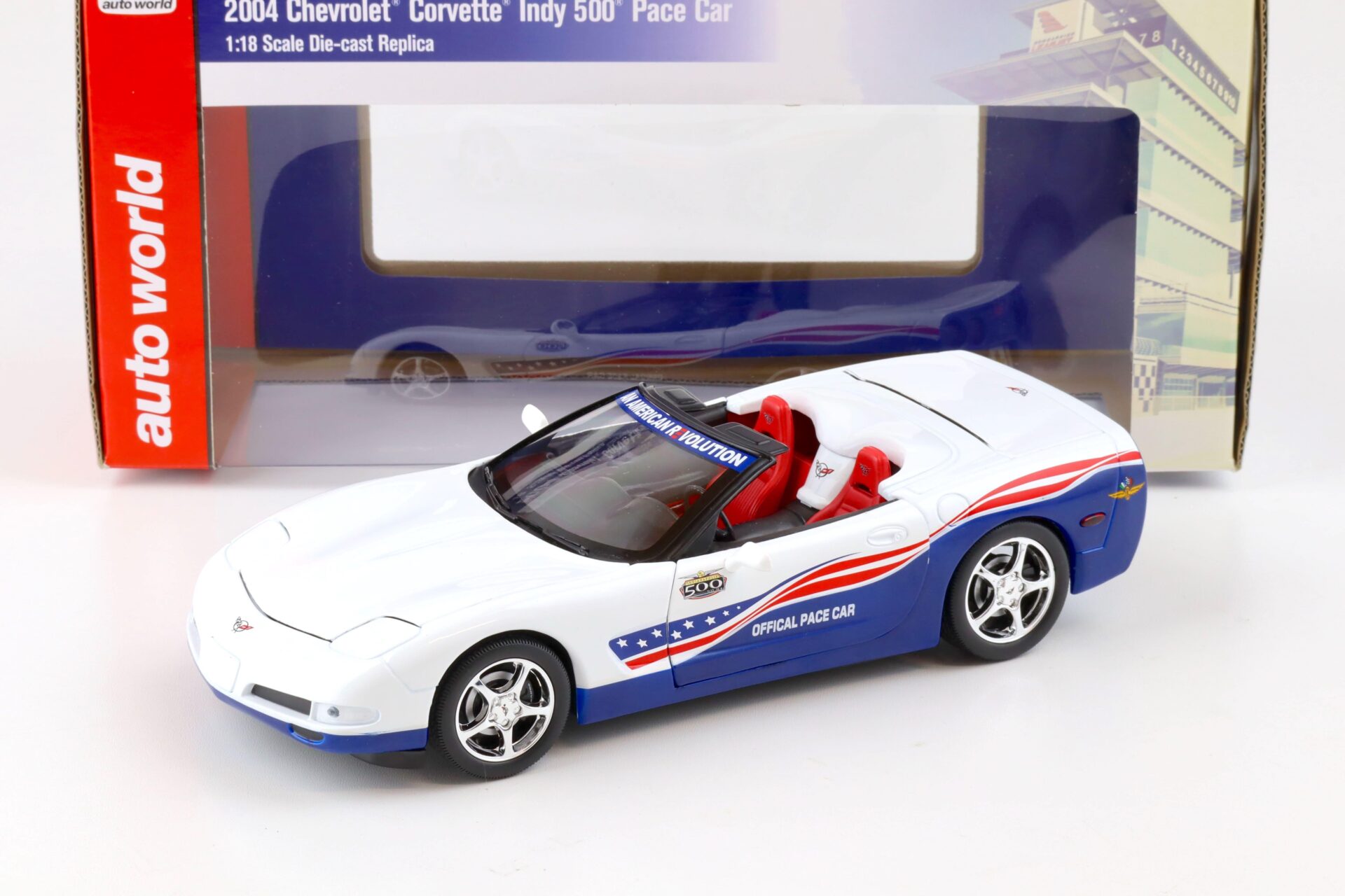 1:18 Auto World 2004 Chevrolet Corvette C5 Indy 500 Pace Car white/ blue