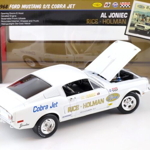 1:18 Auto World 1968 Ford Mustang S/S Cobra Jet Rice Holman Ford Al Joniec white