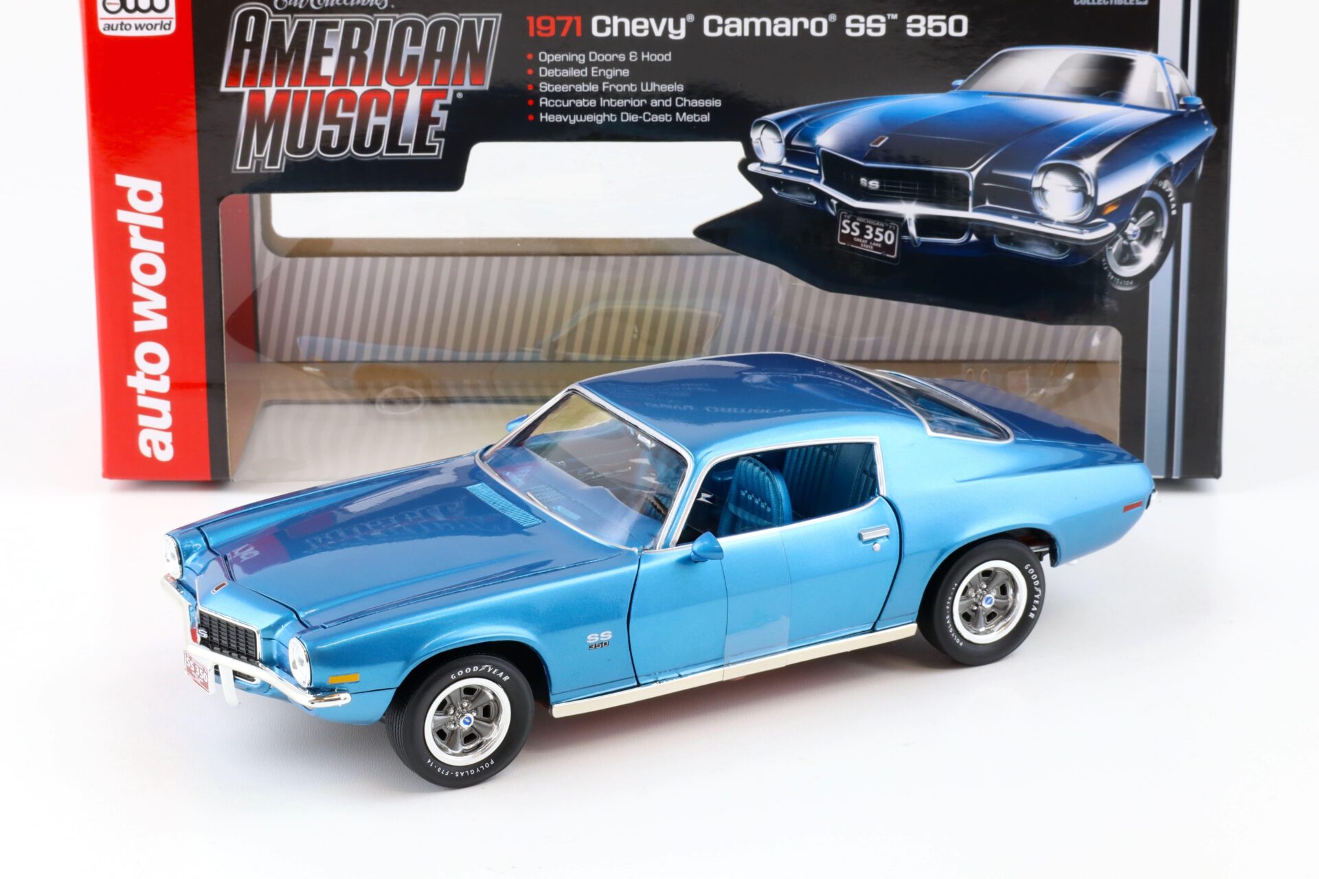 ID 79365 orig 1.jpg 1:18 Auto World 1971 Chevrolet Chevy Camaro SS 350 Coupe blue metallic