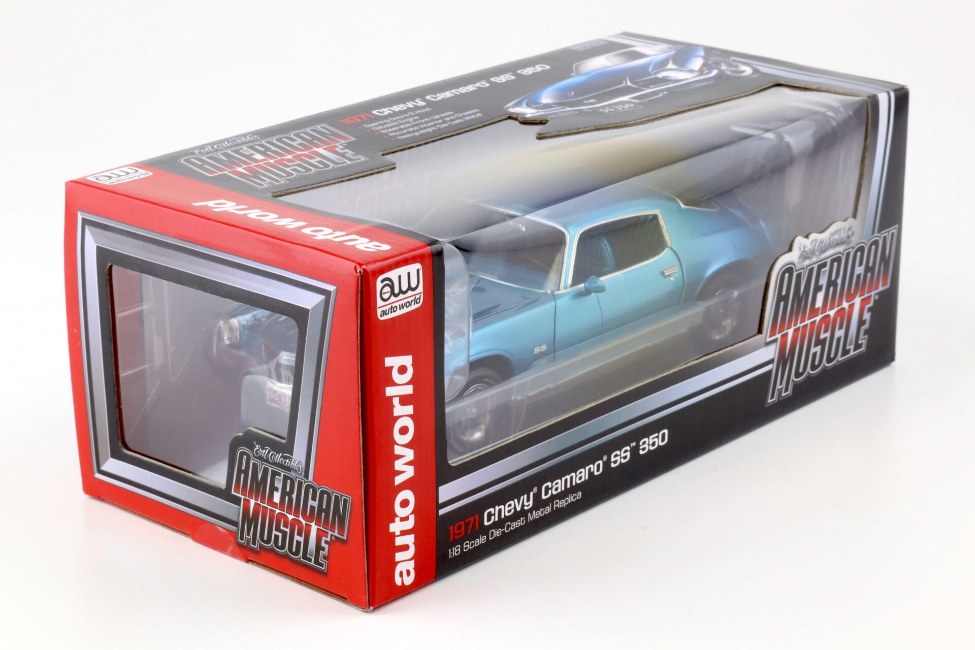 1:18 Auto World 1971 Chevrolet Chevy Camaro SS 350 Coupe blue metallic