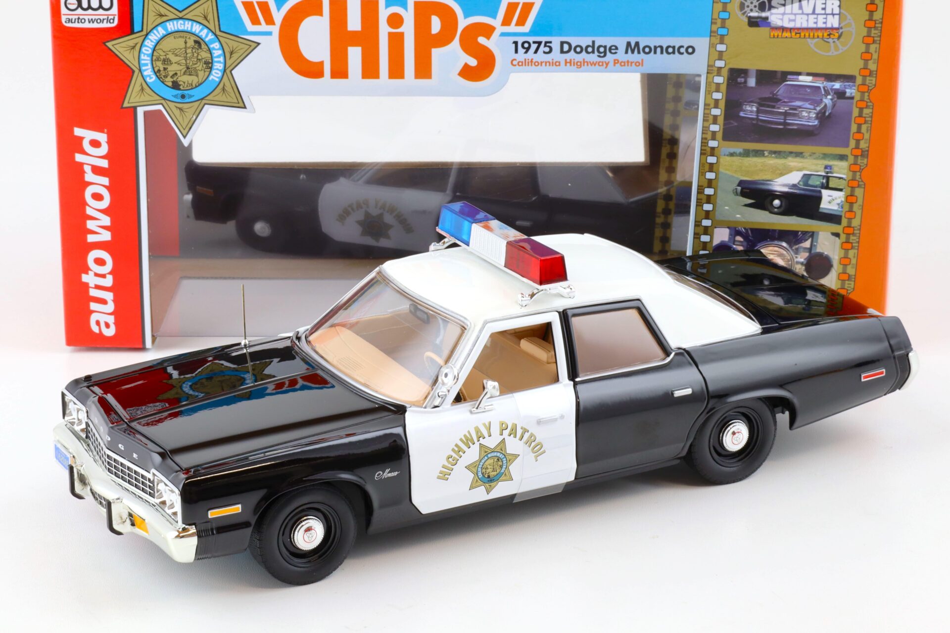 1:18 Auto World 1975 Dodge Monaco California Highway Patrol CHIPS white/ black