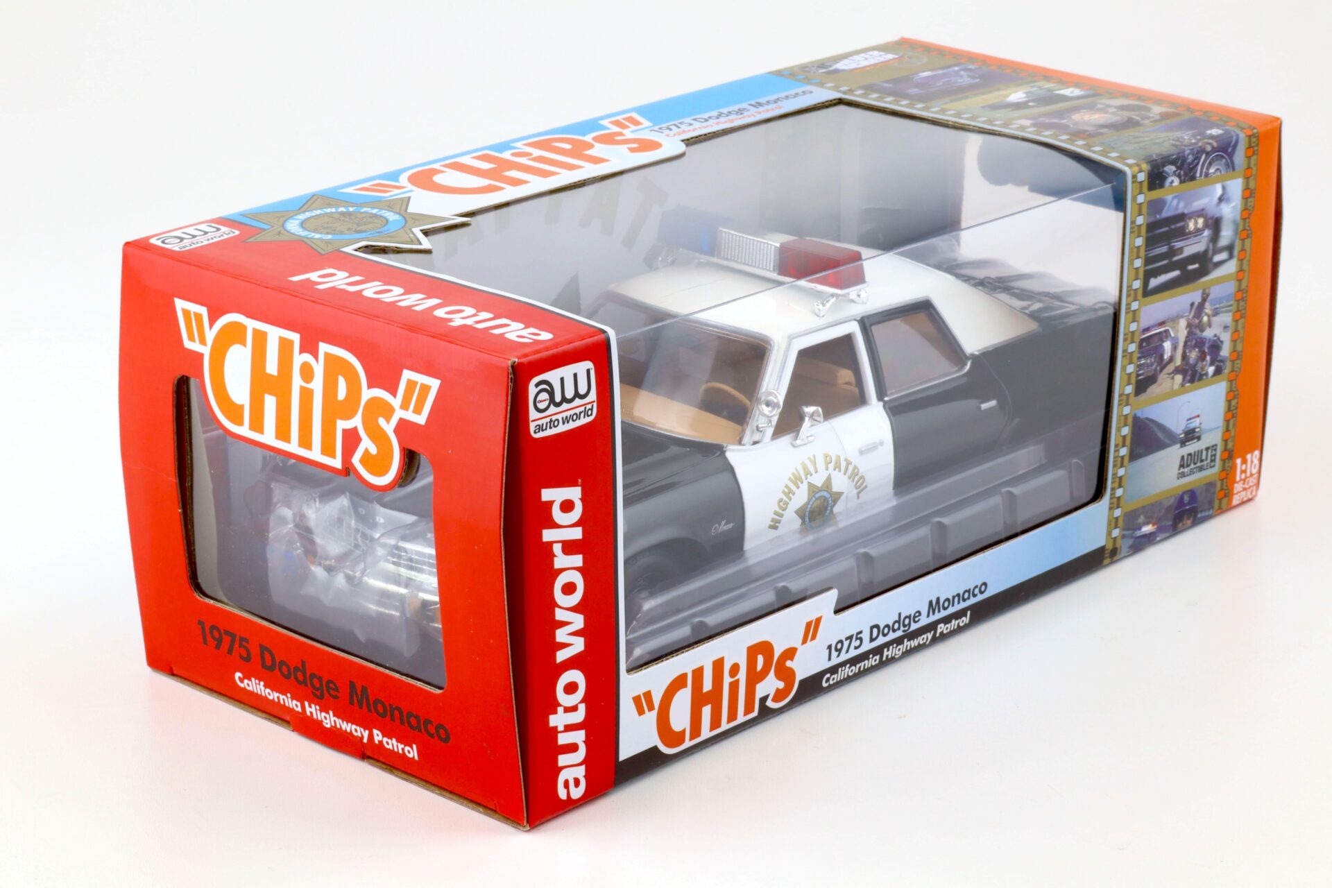 1:18 Auto World 1975 Dodge Monaco California Highway Patrol CHIPS white/ black