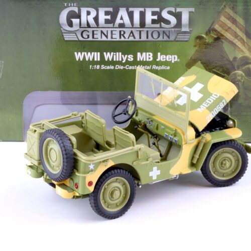 1:18 Auto World 1941 WWII Willys MB Jeep Medical US Army 4x4 camou