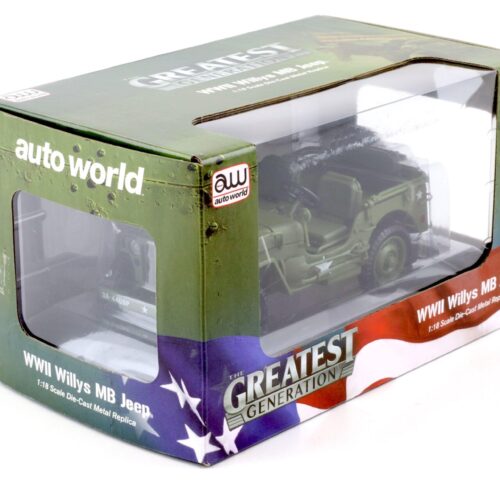 1:18 Auto World 1941 WWII Willys MB Jeep Military Police US Army green olive