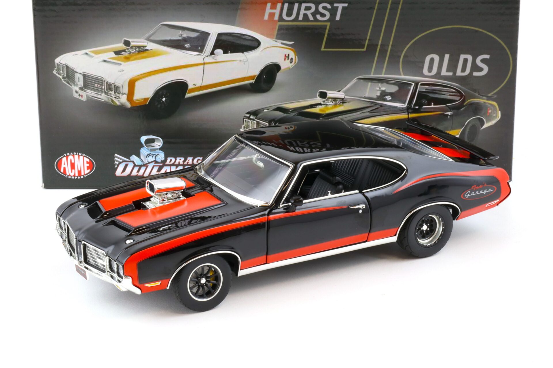 ID 80018 orig.jpg 1:18 ACME 1972 Oldsmobile 442 Drag Outlaw HURST black TOM´s GARAGE - Limited 120 pcs.