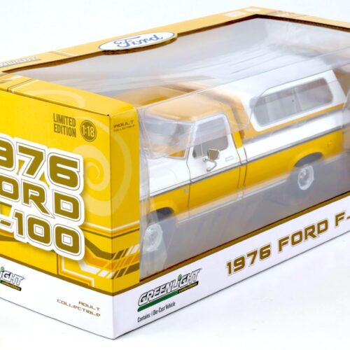 1:18 Greenlight 1976 Ford F-100 Pick Up with removable Hardtop white/ yellow