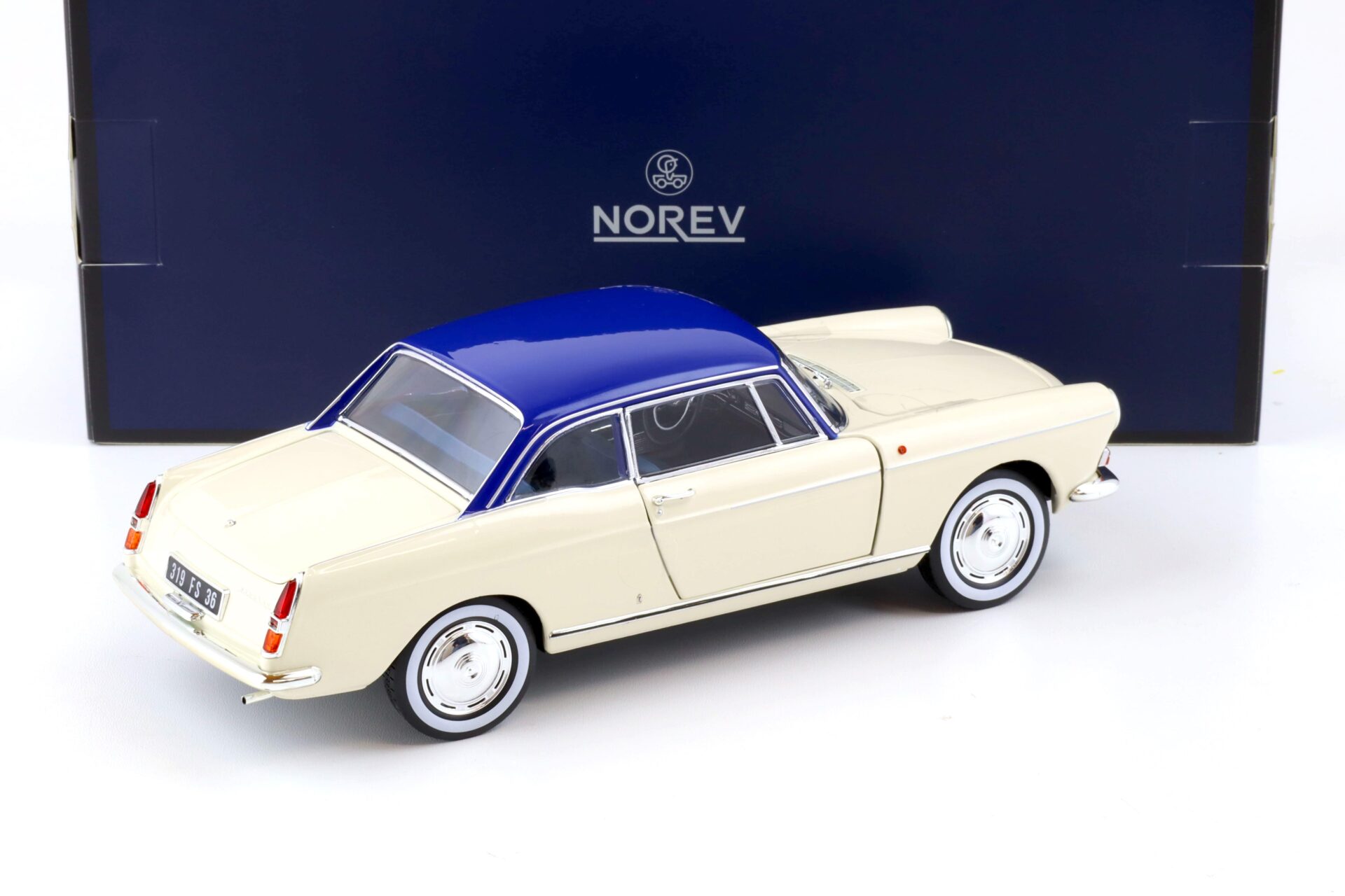 1:18 Norev Peugeot 404 Coupe 1967 cream & blue - Limited 200 pcs.