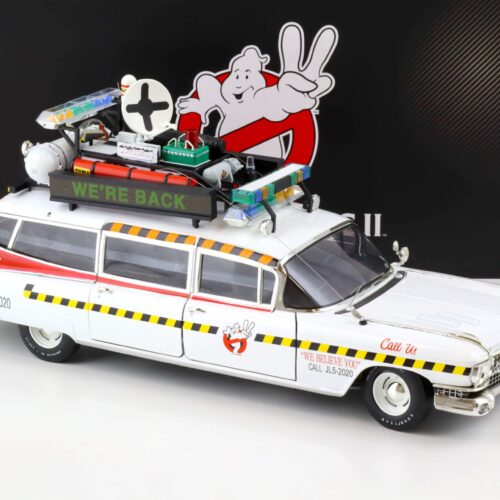 1:18 Hot Wheels Elite 1959 Cadillac Miller GHOSTBUSTERS ECTO 1A white X5470
