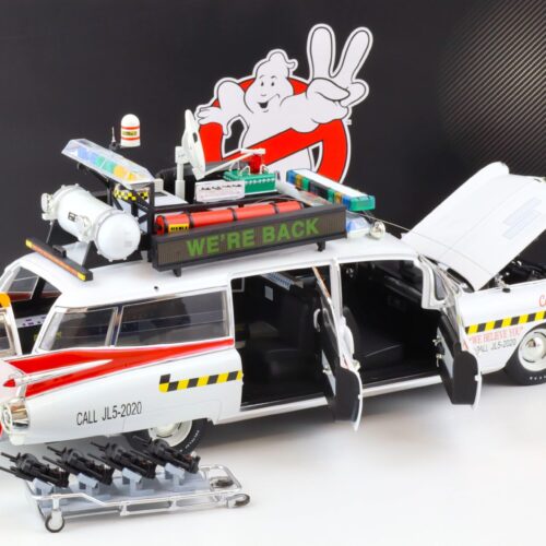 1:18 Hot Wheels Elite 1959 Cadillac Miller GHOSTBUSTERS ECTO 1A white X5470