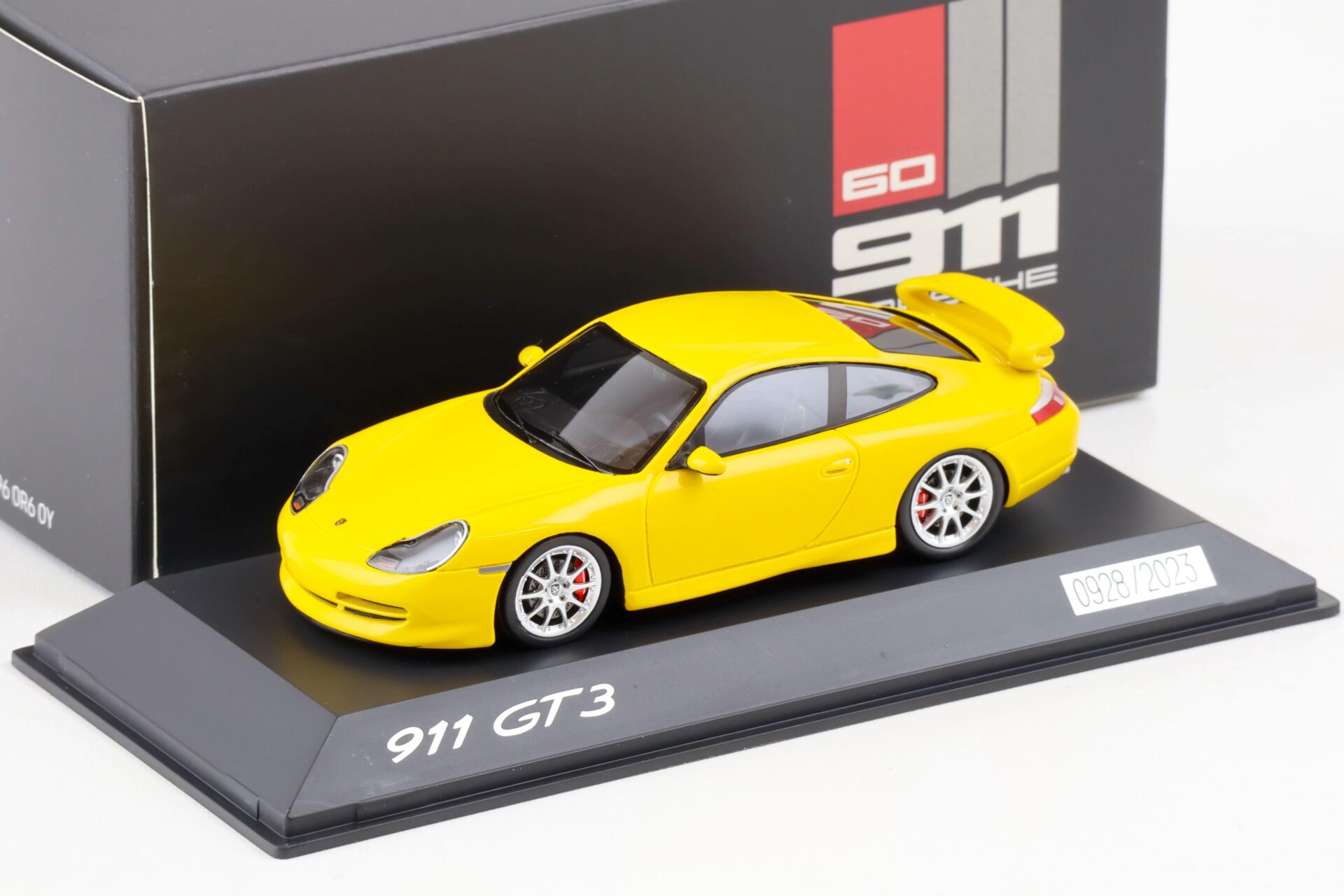 1:43 Spark Porsche 911 (996) GT3 Coupe yellow 60 Years 911 WAP DEALER