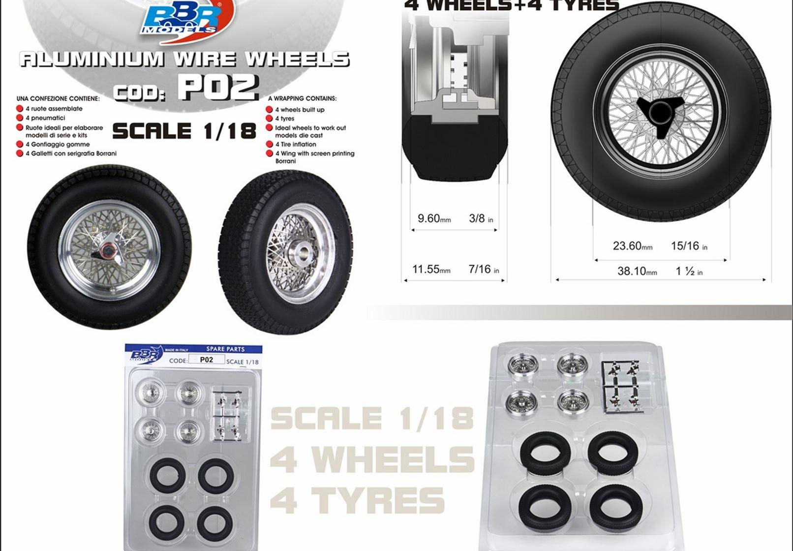 ID 82489 orig 1.jpg 1:18 BBR Zubehör Aluminium Wheel Tire Set 4 pcs. 2x Front and 2x Rear wheels P02