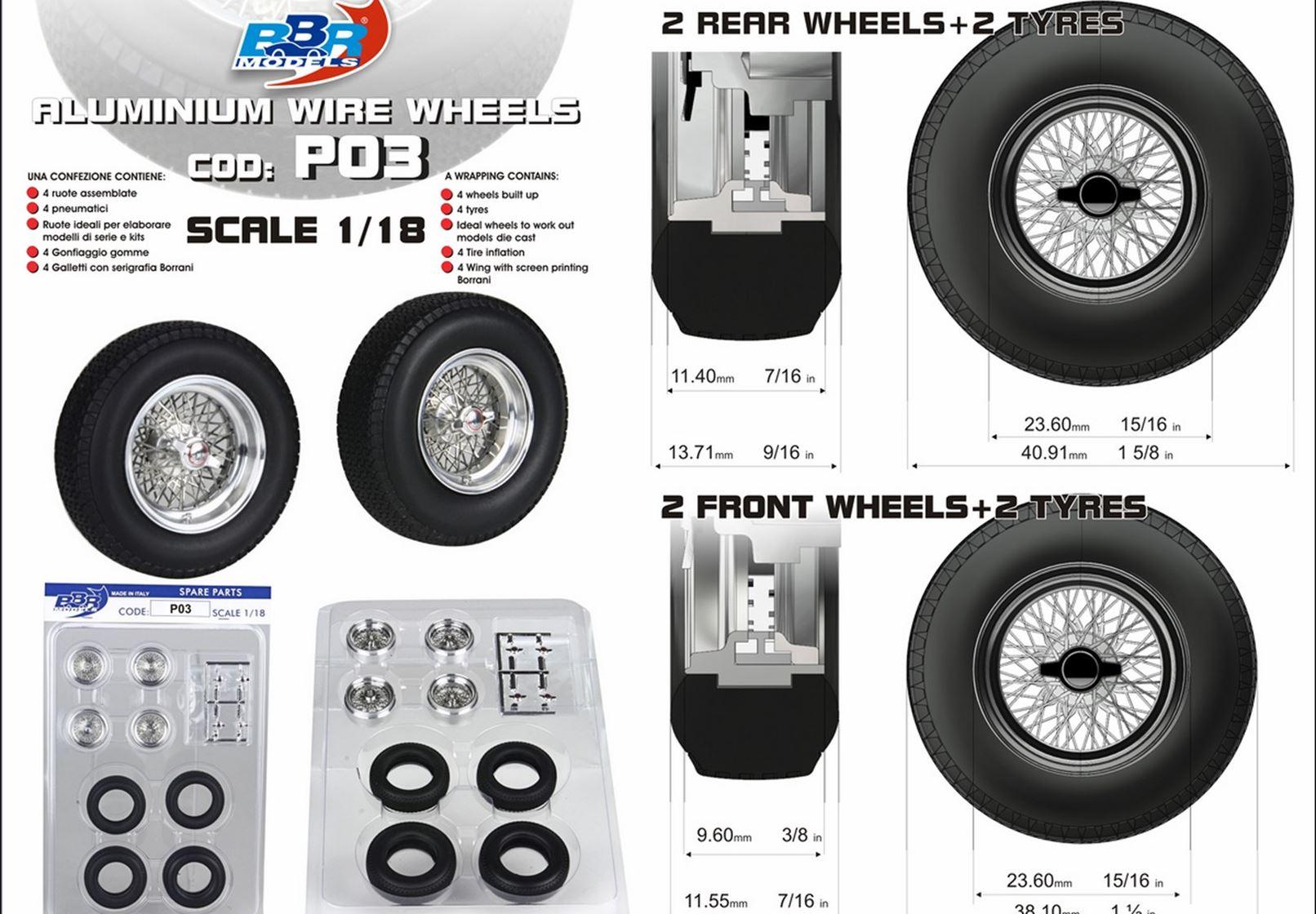 ID 82490 orig.jpg 1:18 BBR Zubehör Aluminium Wheel Tire Set 4 pcs. 2x Front and 2x Rear wheels P03