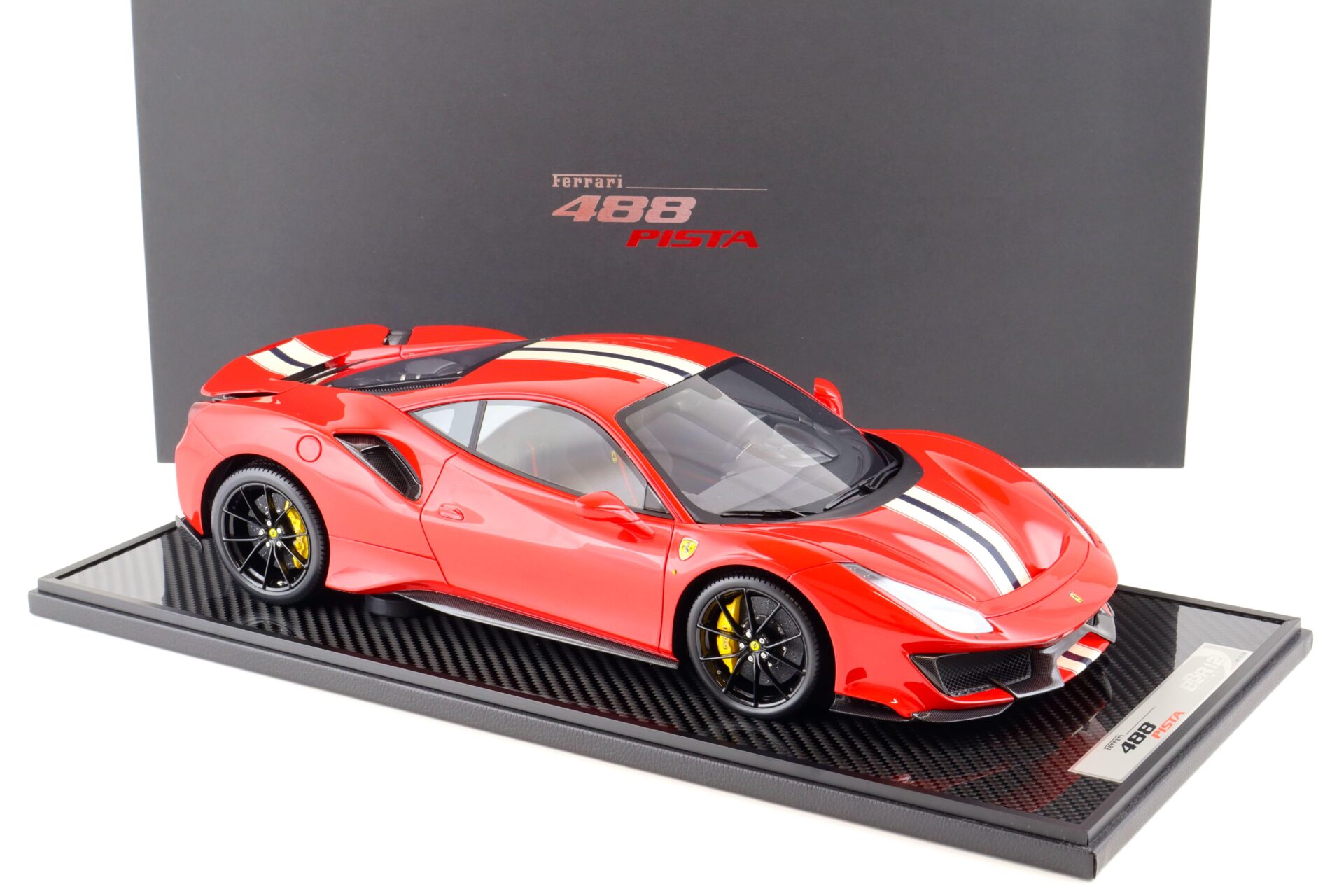 1:12 BBR Ferrari 488 Pista Rosso Corsa 322/ Argento-blue stripes - Limited 20 pcs.
