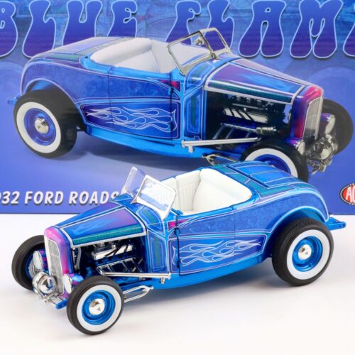 1:18 ACME 1932 Ford Roadster Hot Rod BLUE FLAME with white Top A1805024
