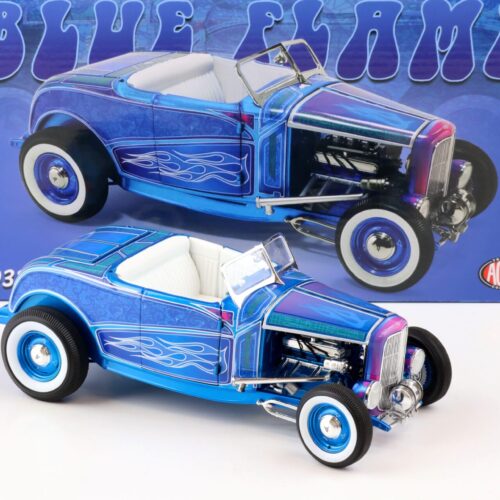 1:18 ACME 1932 Ford Roadster Hot Rod BLUE FLAME with white Top A1805024