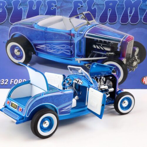 1:18 ACME 1932 Ford Roadster Hot Rod BLUE FLAME with white Top A1805024