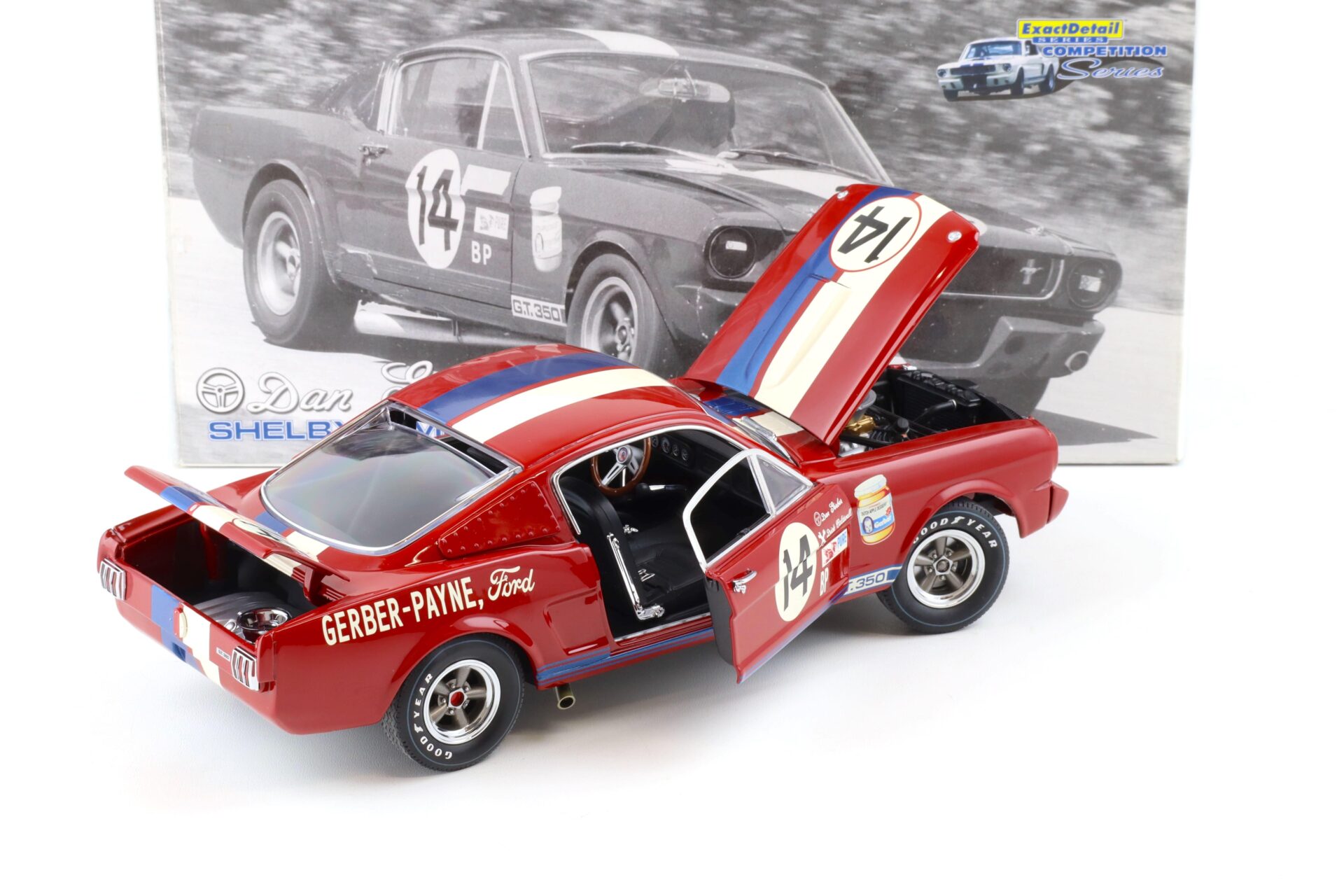 1:18 Exact Detail 1965 Shelby GT 350R Coupe Dan Gerber #14 red