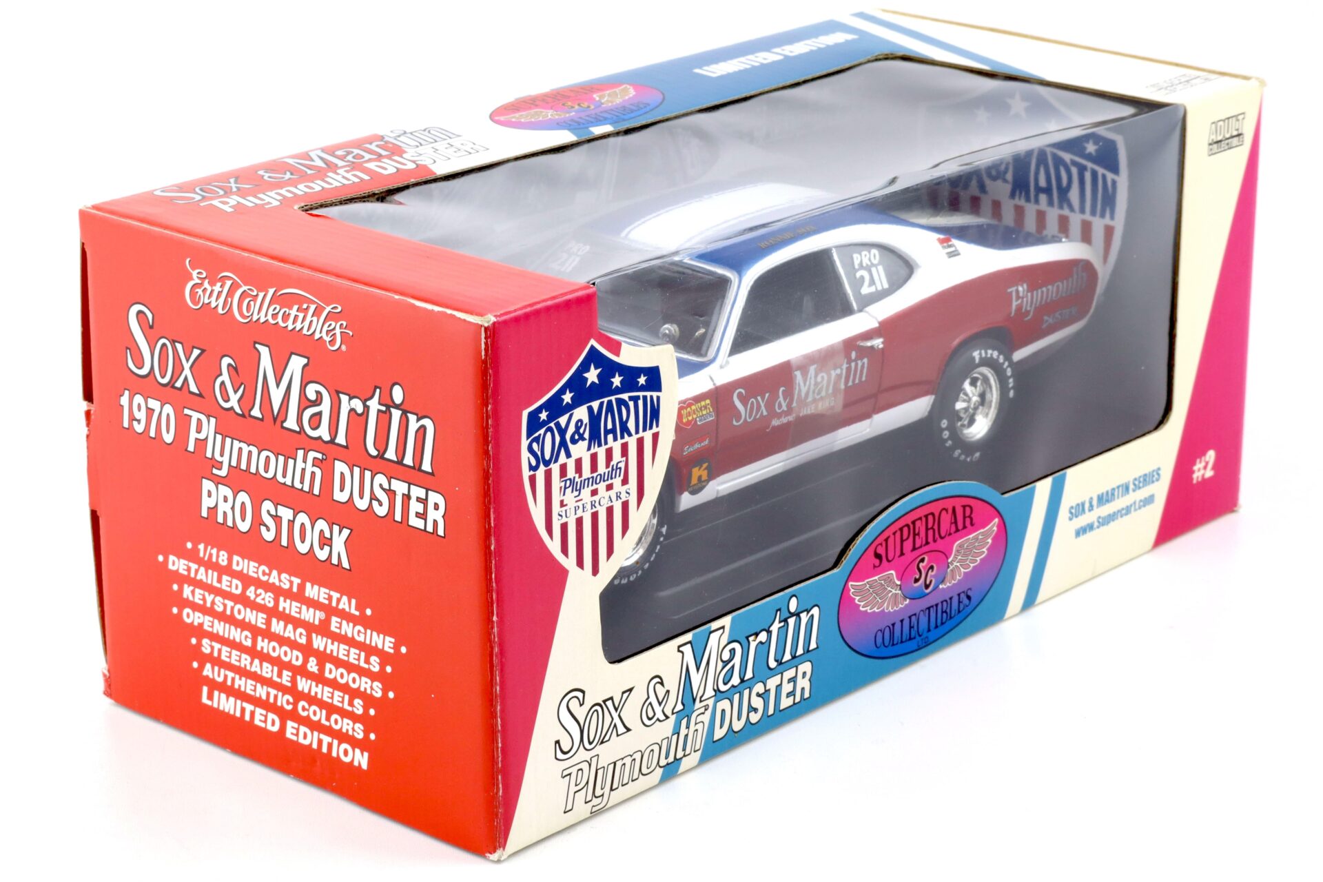 1:18 ERTL Supercar 1970 Plymouth Duster PRO STOCK Sox & Martin #PRO 211