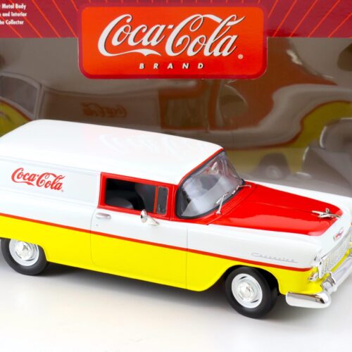 1:18 Johnny Lightning 1955 Chevrolet Sedan Delivery COCA COLA white/ red/ yellow