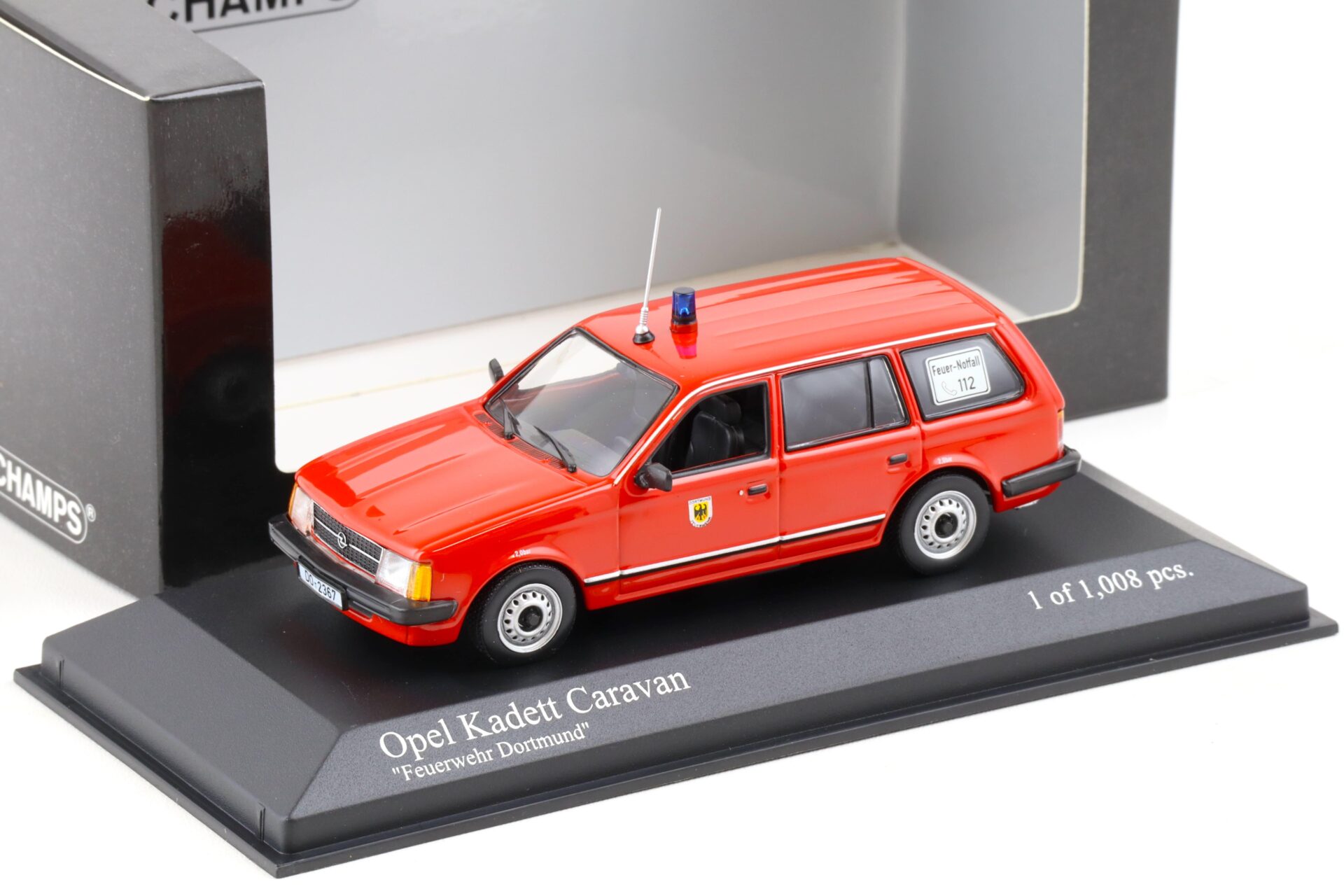 1:43 Minichamps Opel Kadett D Caravan 1979 Feuerwehr Dortmund red
